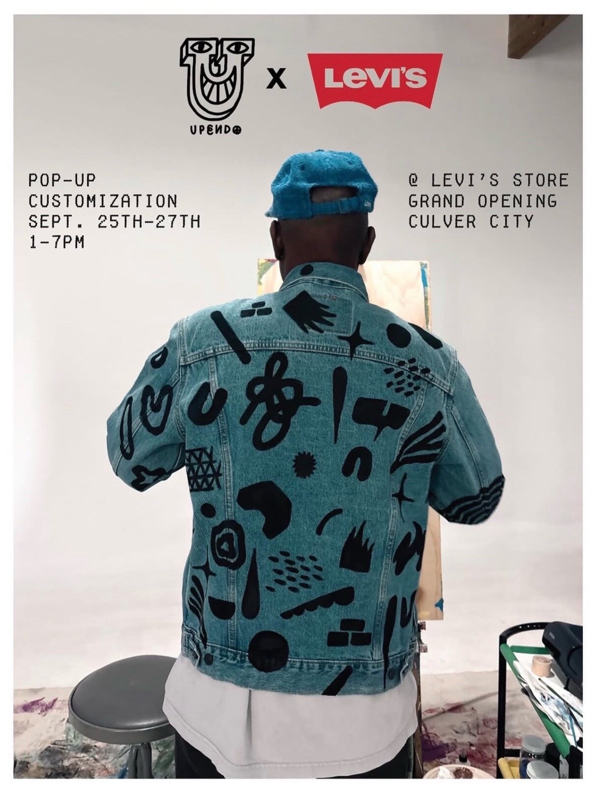 Upendo x Levi’s pop-up customization flyer for the Culver City grand opening