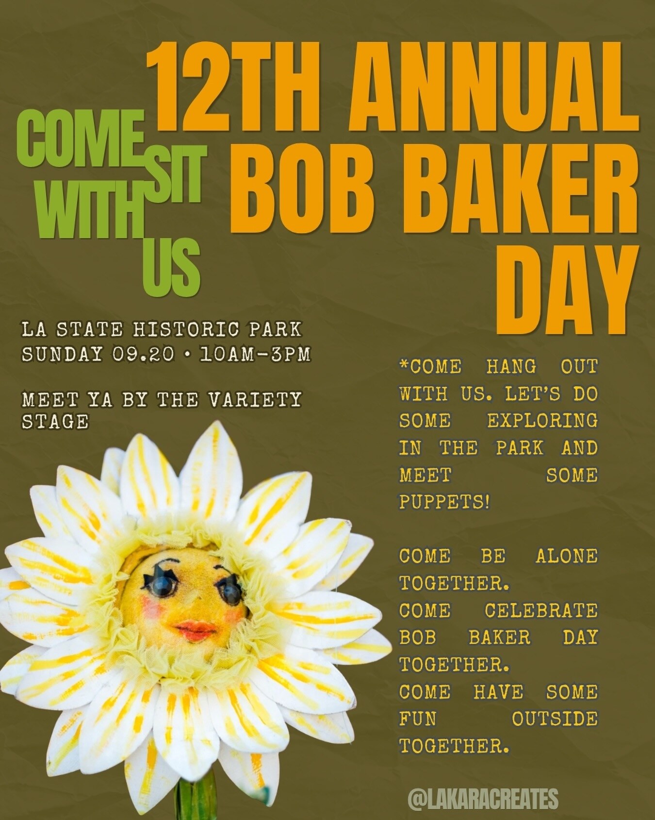 Come Sit With Us at the 12th Annual Bob Baker Day on September 20 at LA State Historic Park