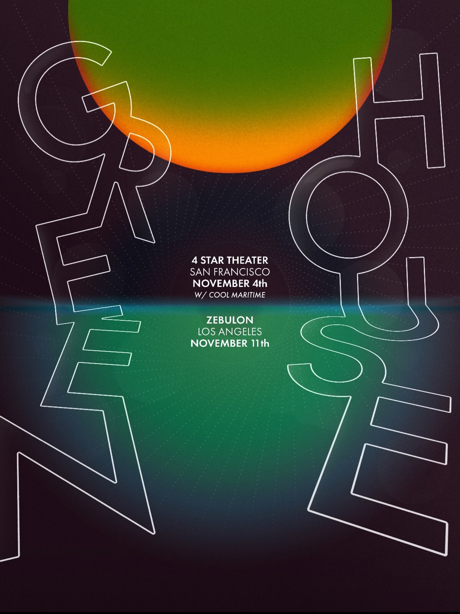 Green-House November 2026 show flyer listing Zebulon Los Angeles on November 11.