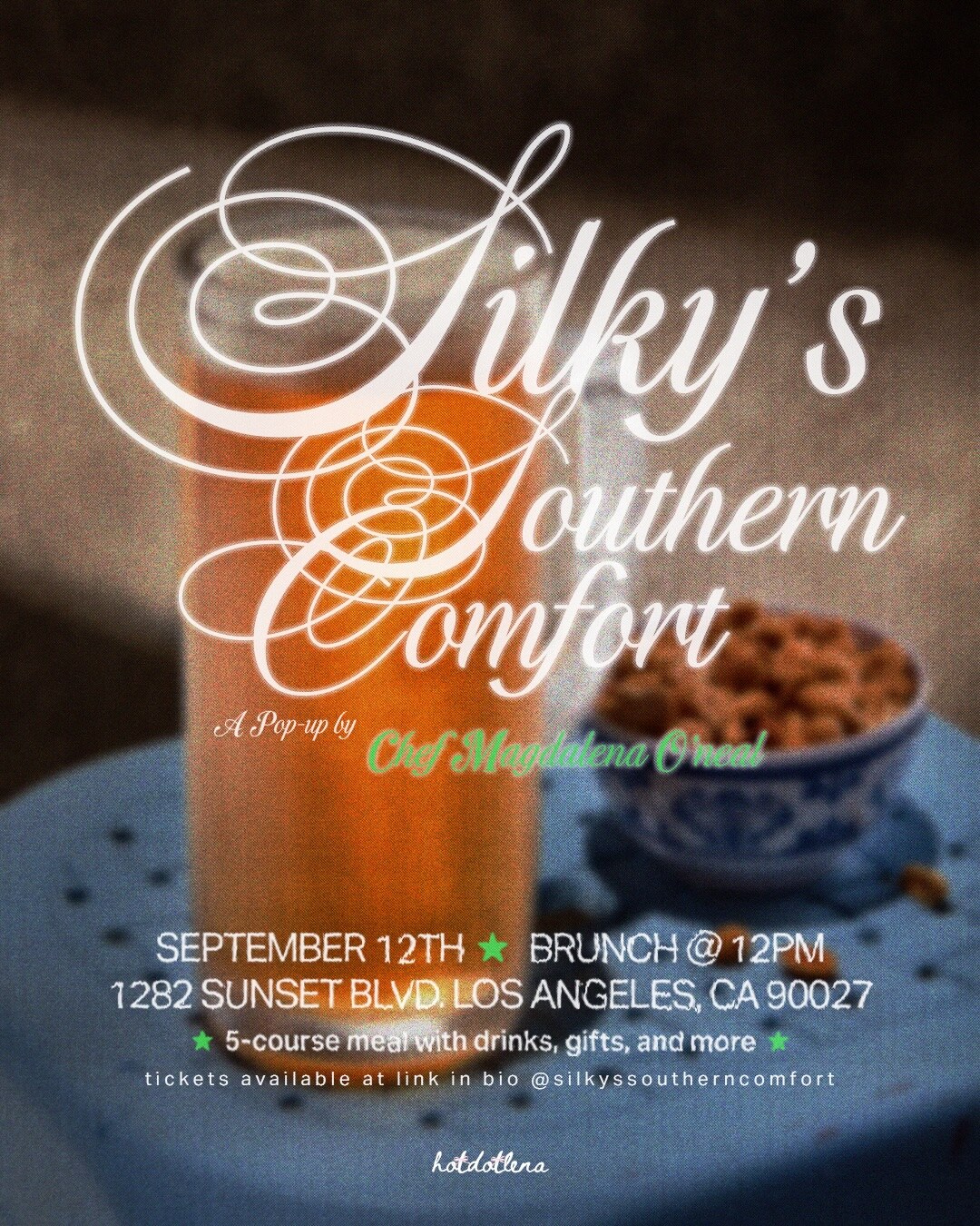 Silky's Southern Comfort five-course brunch and dinner flyer for September 12