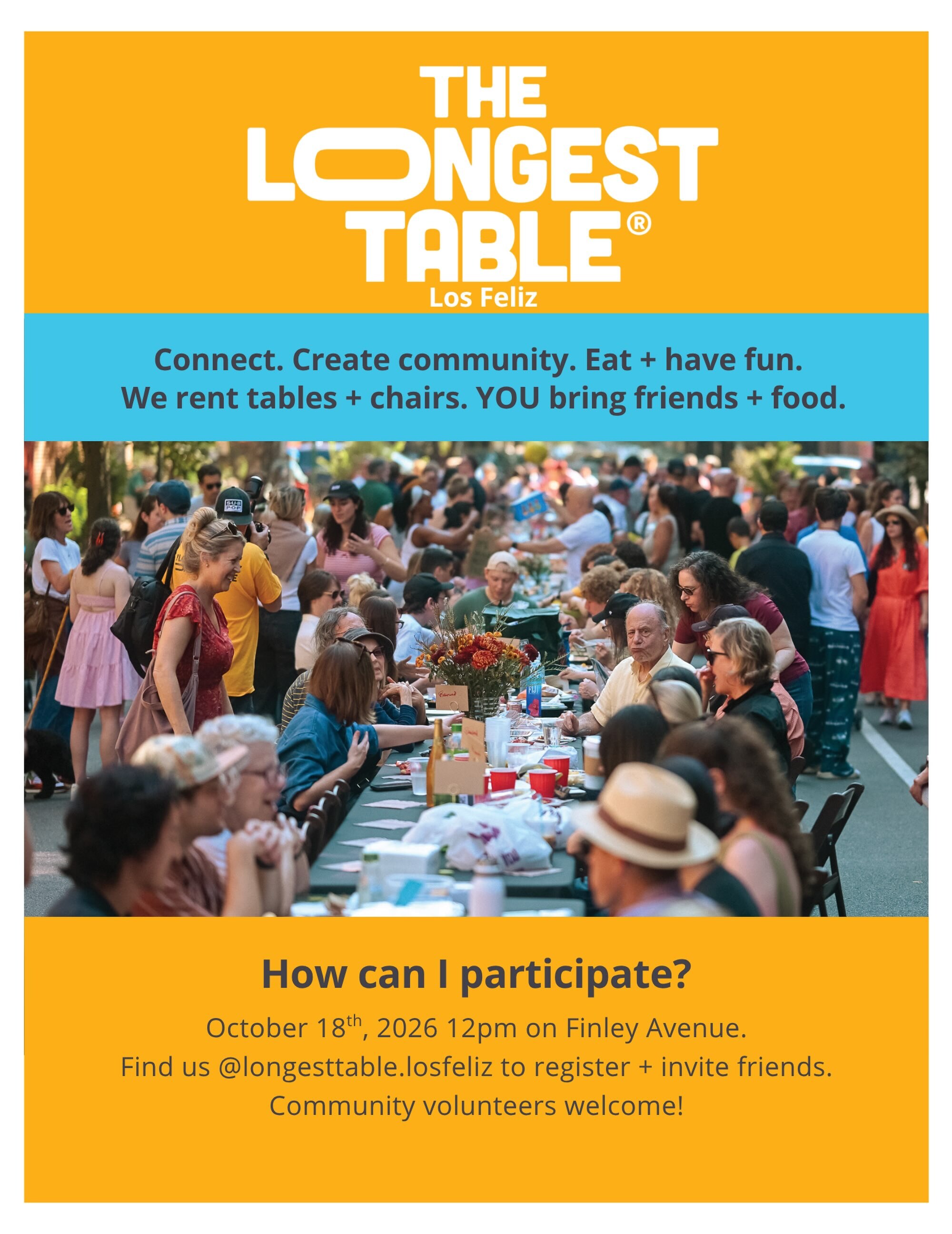Longest Table Los Feliz community meal flyer for October 18.