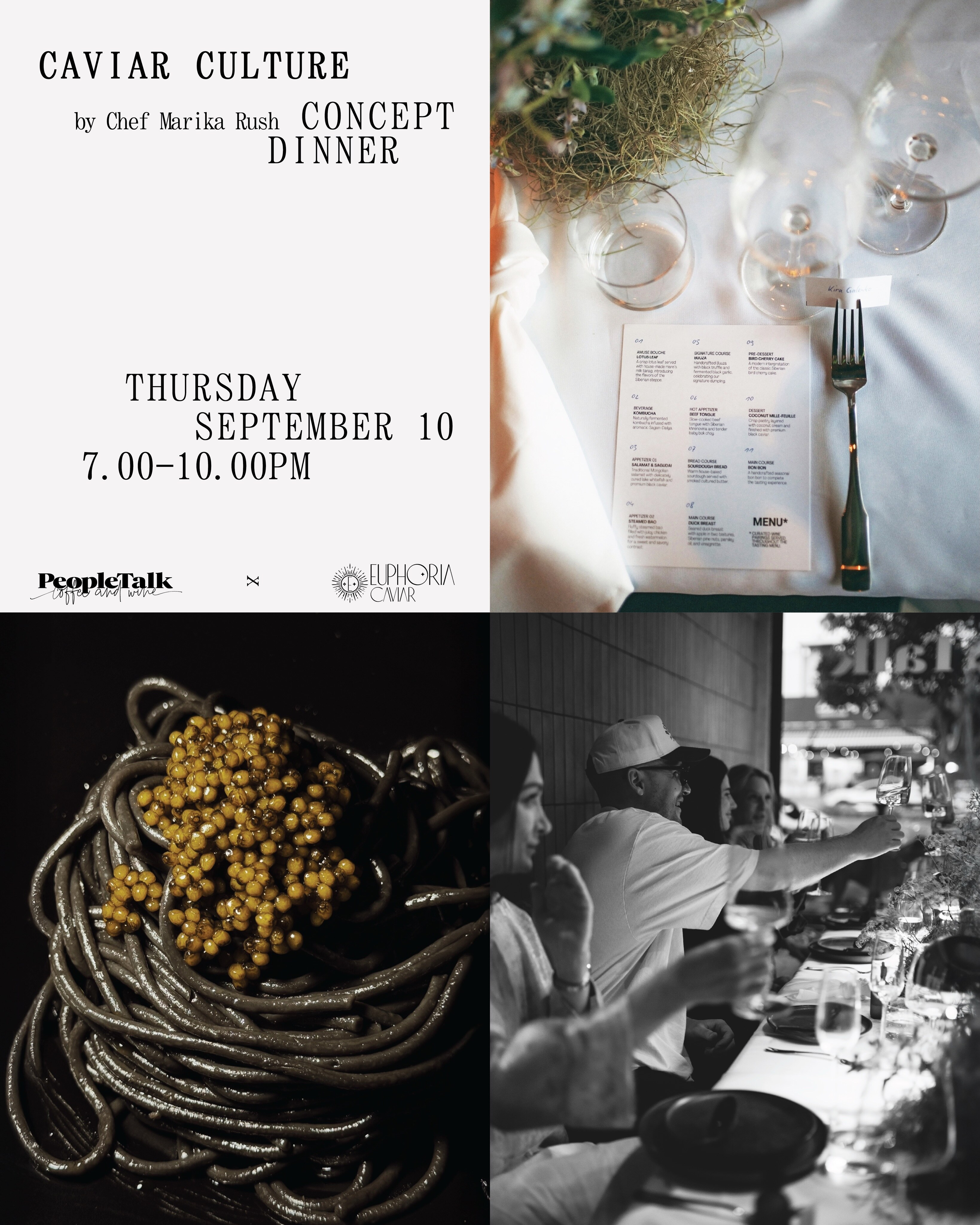 Caviar Culture seven-course concept dinner flyer at PeopleTalk on September 10