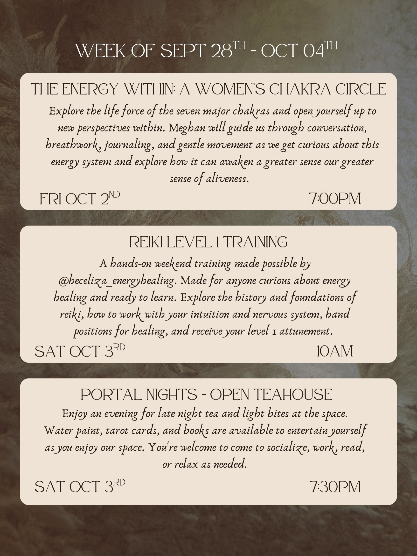 Twelfth House October events schedule