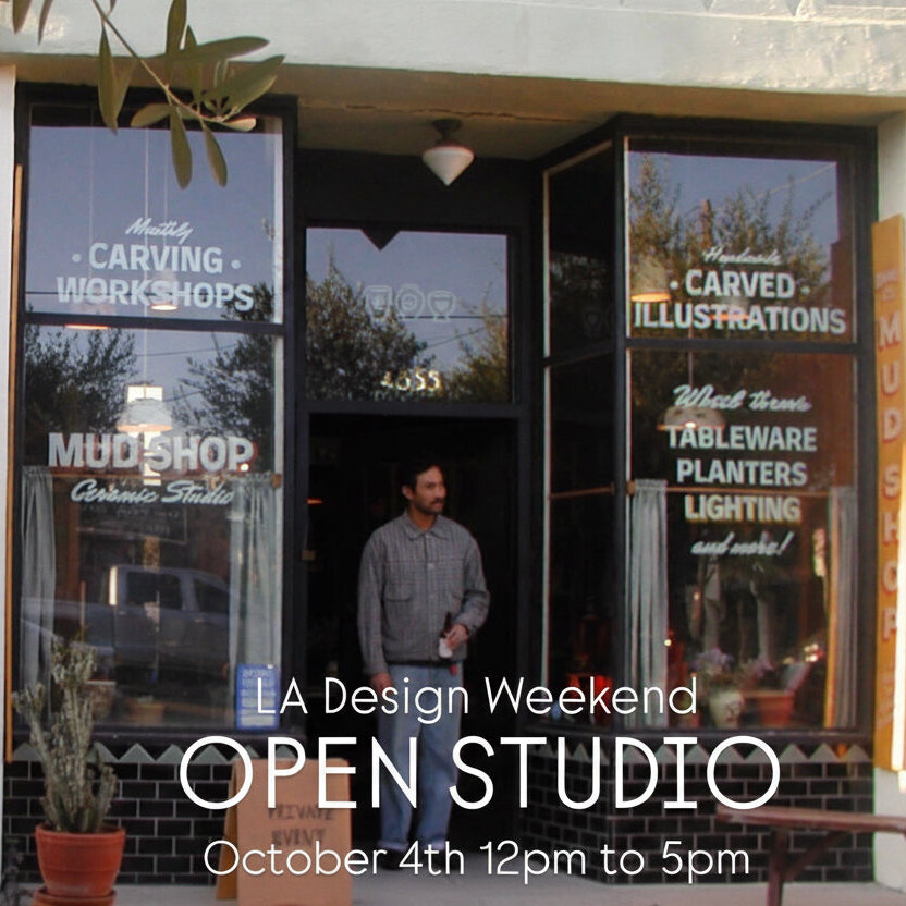 LA Design Weekend open studio flyer for Danny D's Mud Shop.