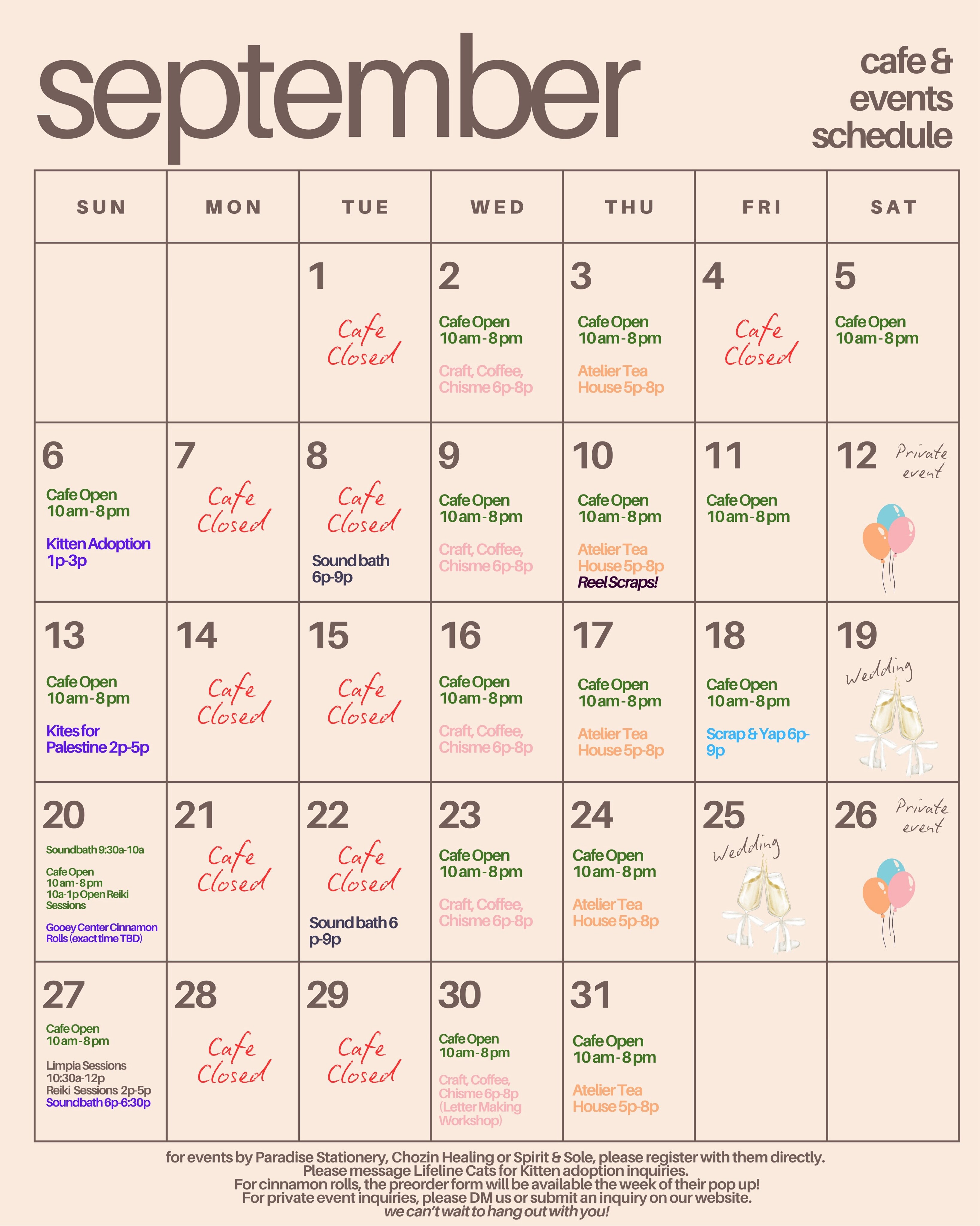 Atelier Pasadena September events calendar