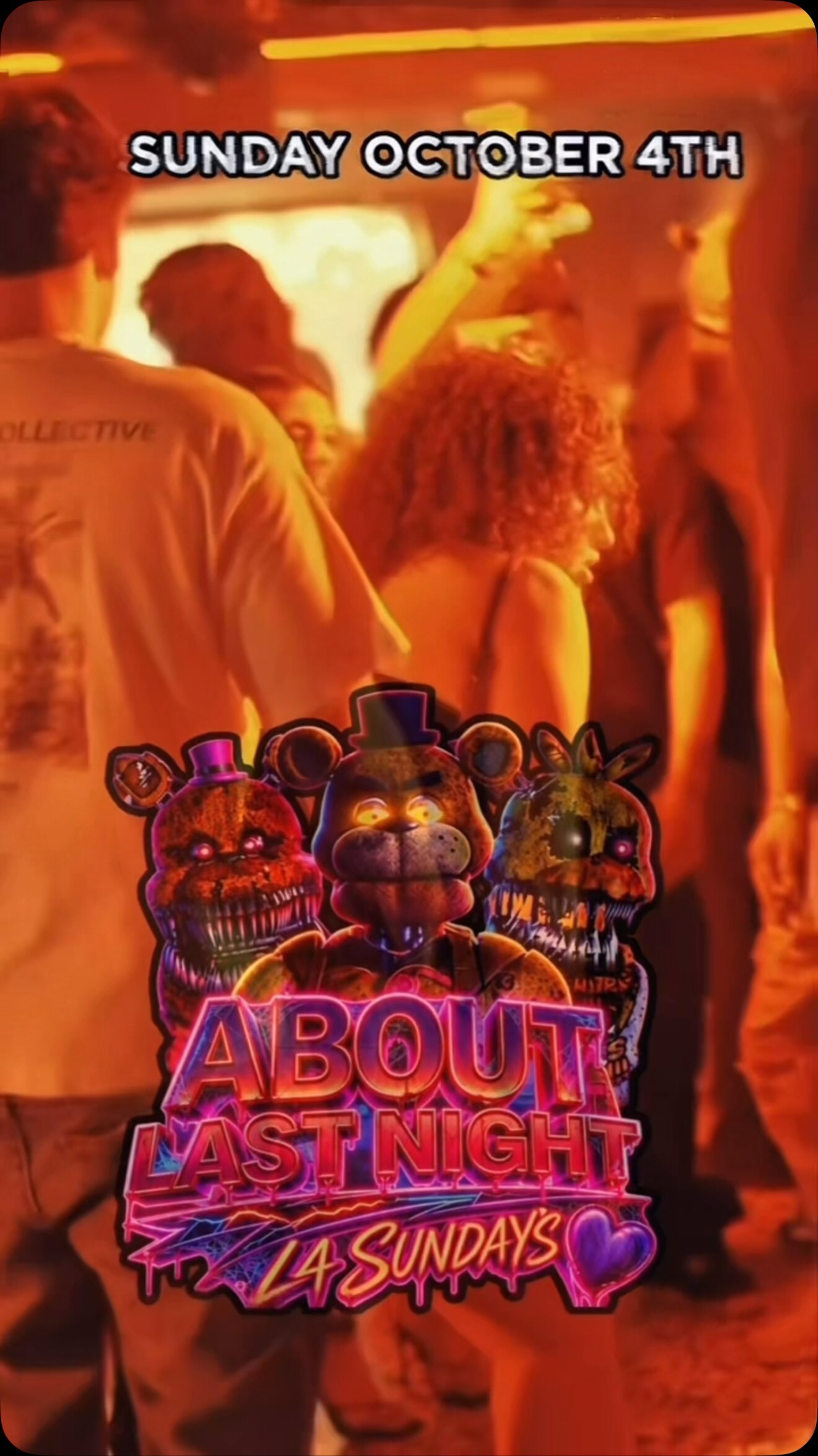 Sunday About Last Night 2000s party artwork for Los Globos.