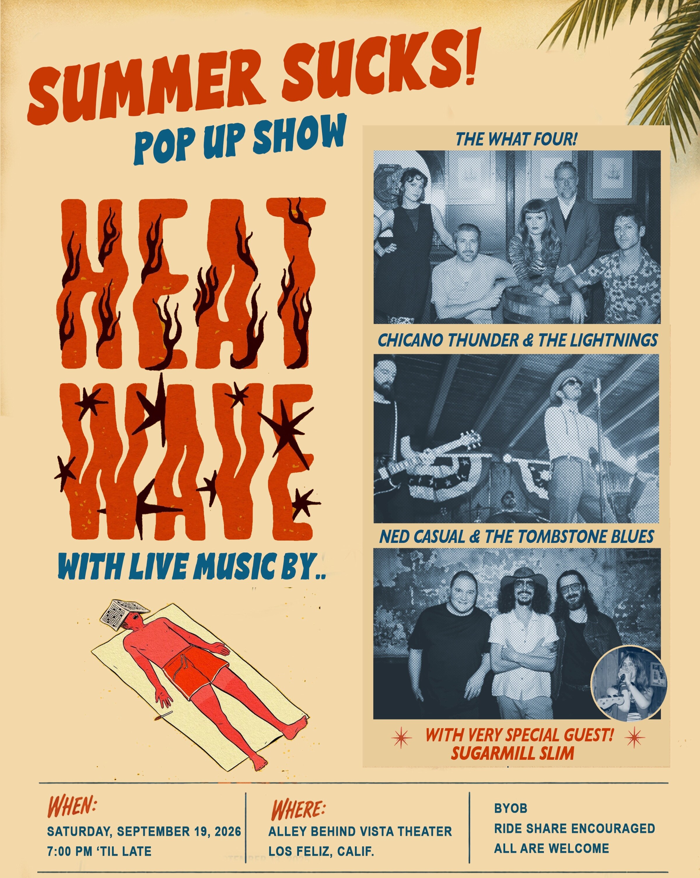 Summer Sucks pop-up show flyer for September 19 behind the Vista Theater