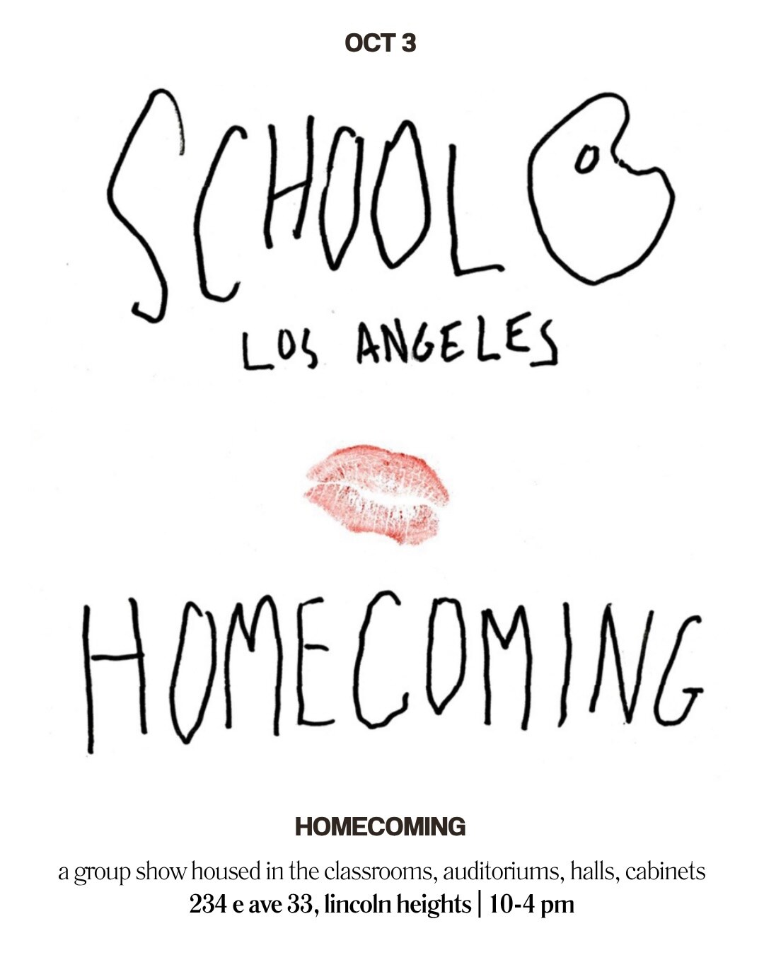 Homecoming School LA flyer for an October 3 community program in Lincoln Heights.