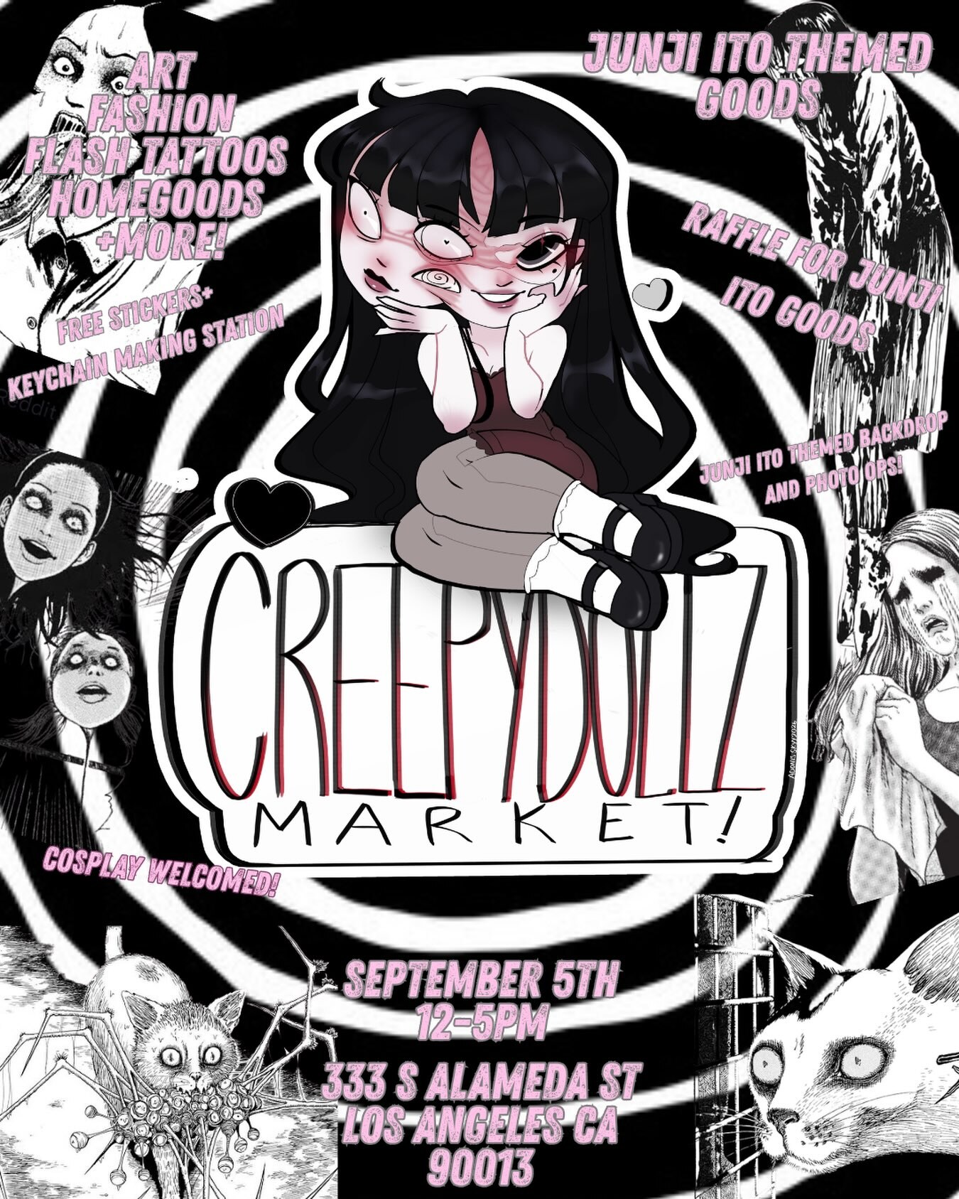 Junji Ito themed market flyer at Little Tokyo Galleria