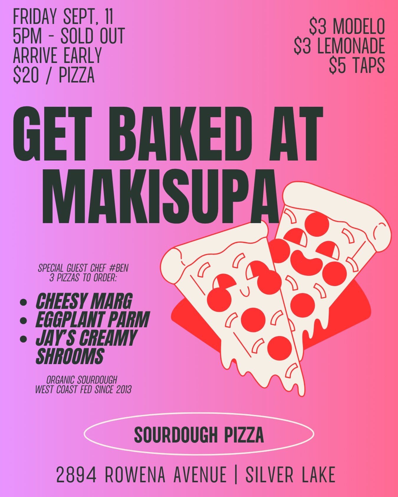 Pizza Friday at Makisupa flyer