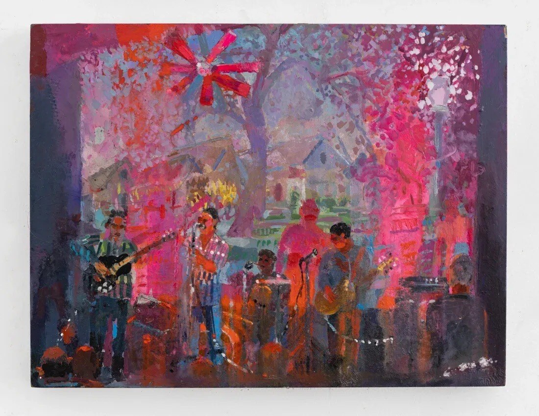 Colorful Susanna Coffey painting for Going Direct