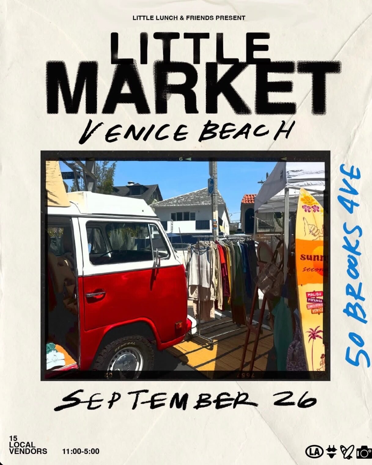 Little Market Venice Beach flyer with September 26 date and Brooks Avenue location.