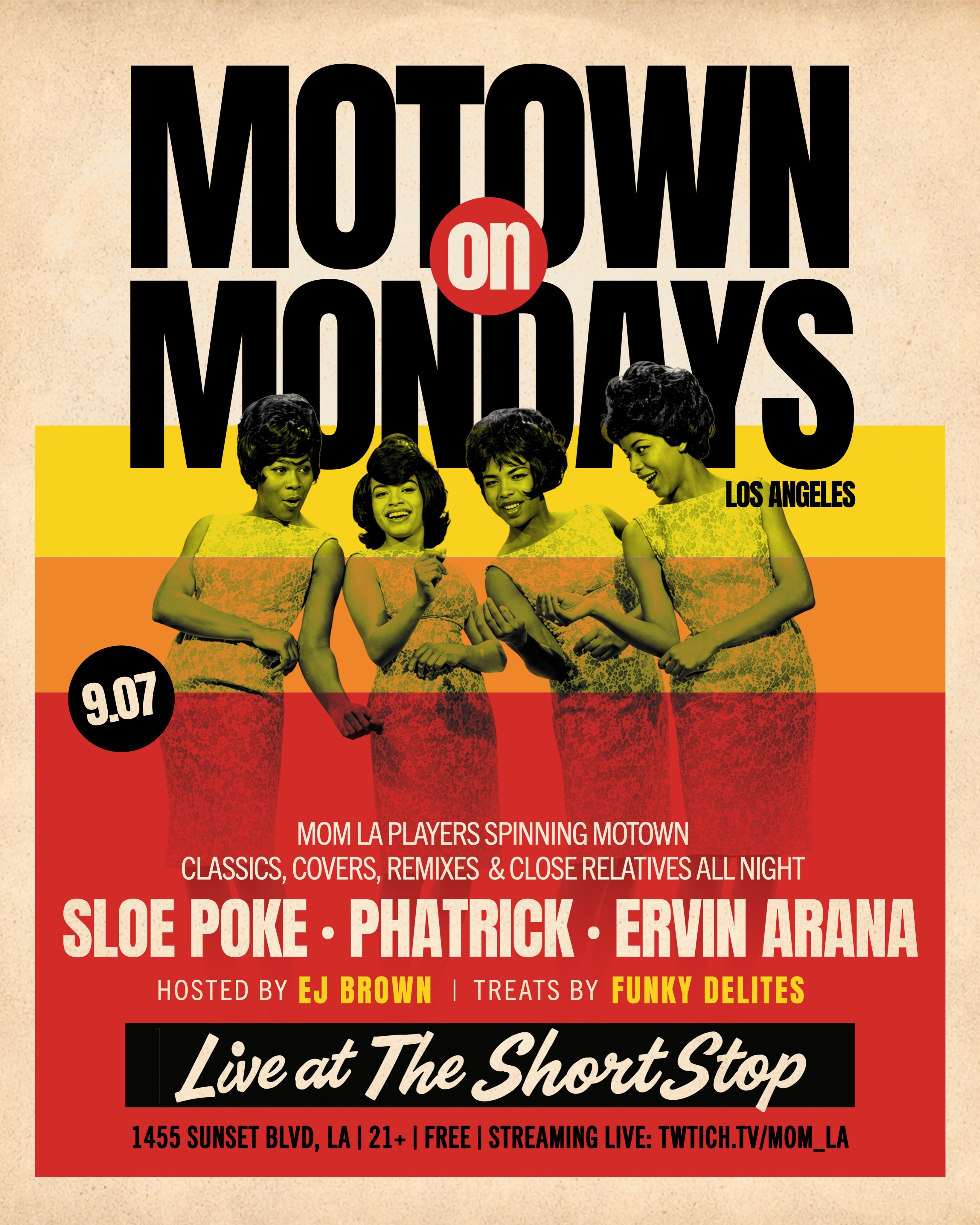 Motown On Mondays LA flyer for September 7 at The Short Stop