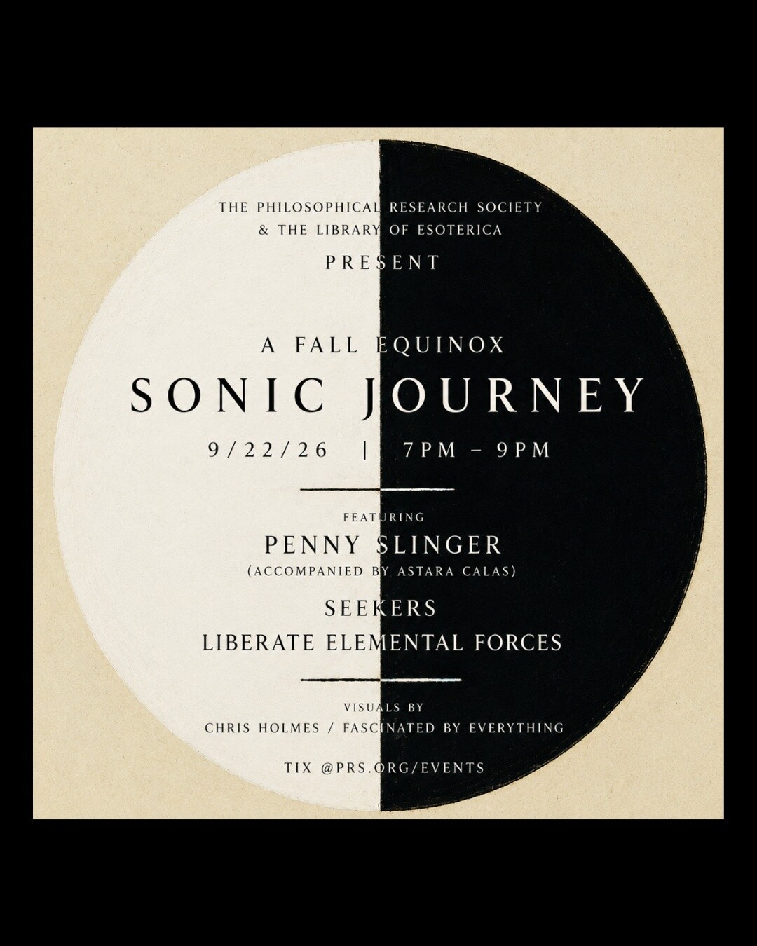 Through the Liminal fall equinox sonic journey flyer at the Philosophical Research Society