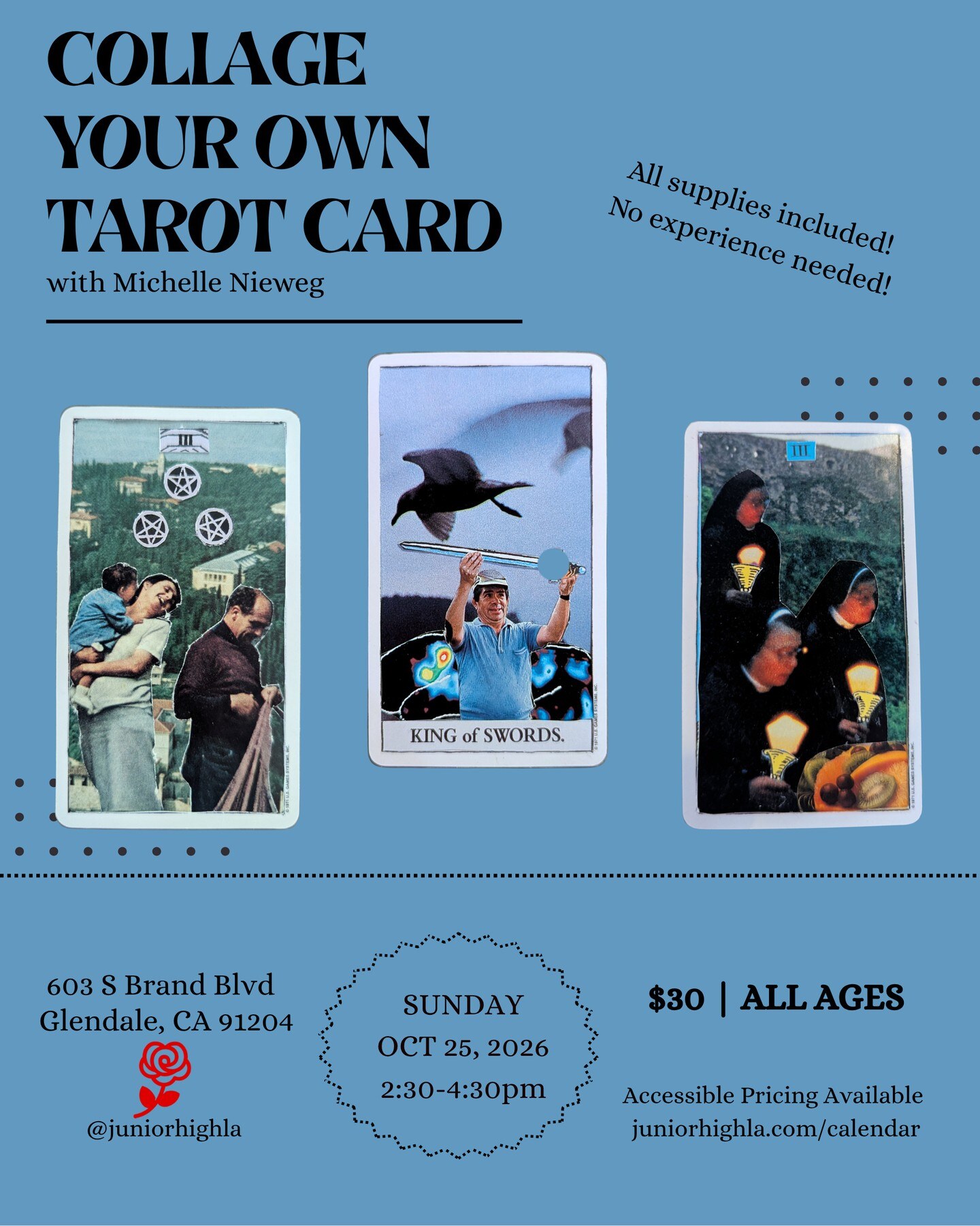 Collage Your Own Tarot Card workshop flyer