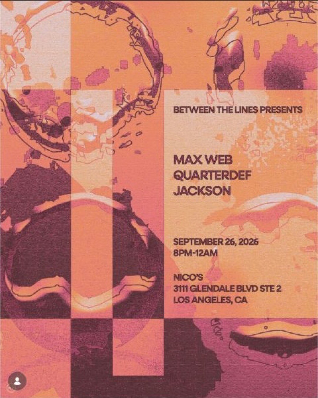Between the Lines at Nico’s with Max Web flyer