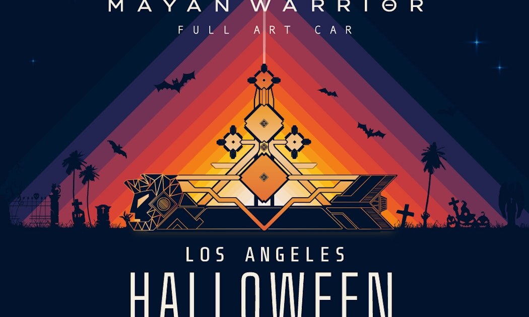 Mayan Warrior full art car Los Angeles Halloween event artwork