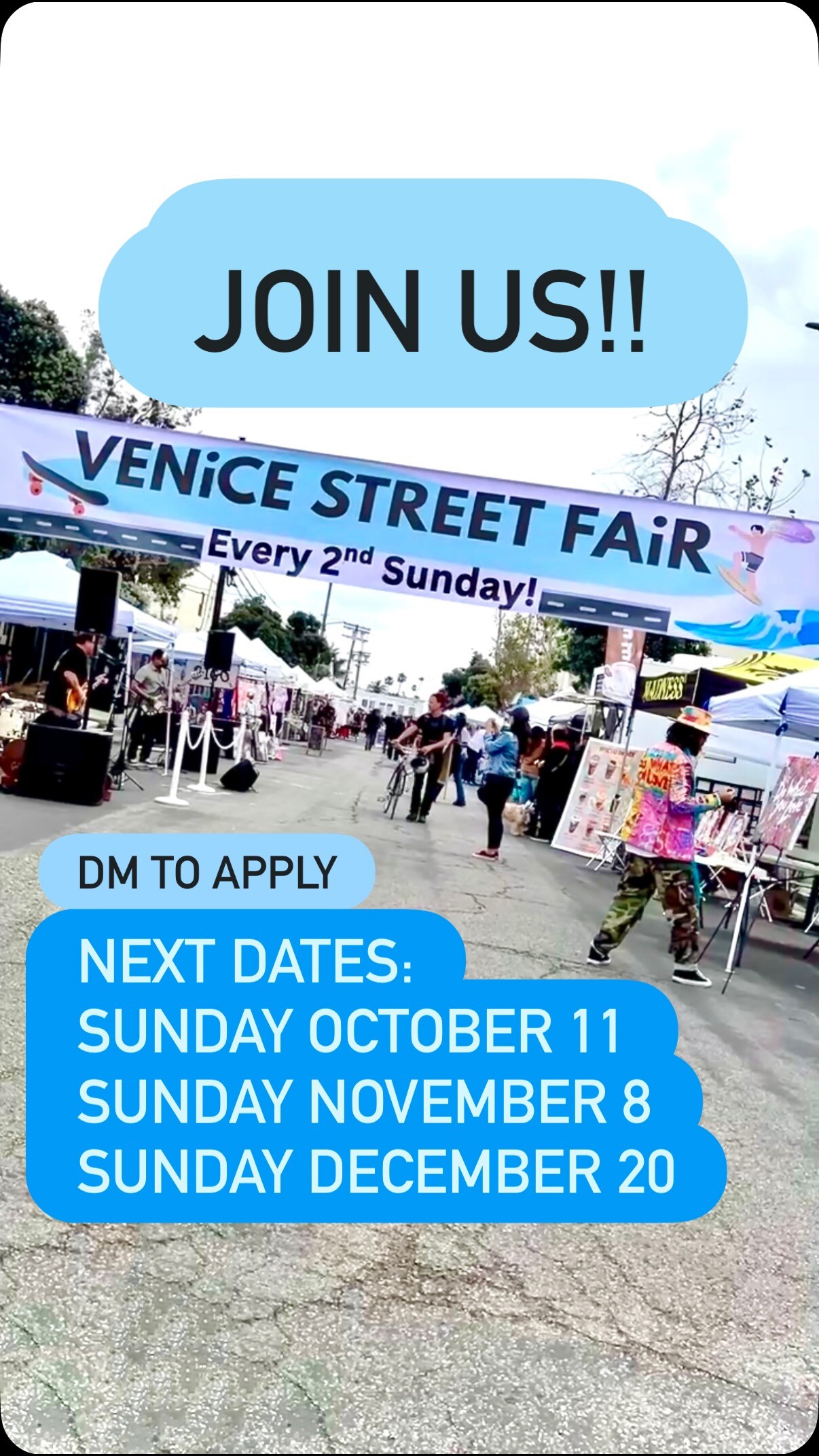 Venice Street Fair schedule flyer listing October 11, November 8 and December 20, 2026.