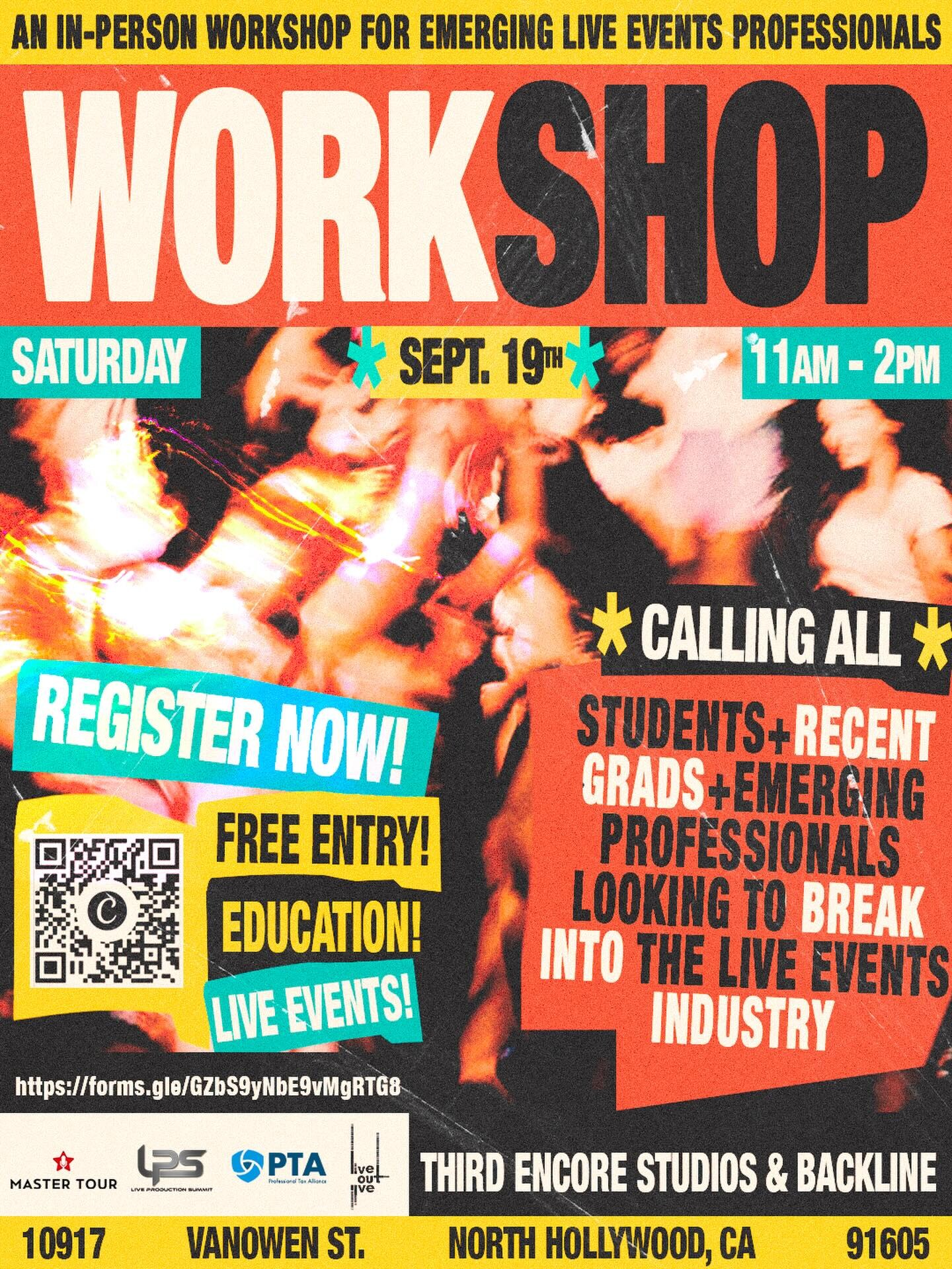 Live Touring Career Workshop flyer for September 19 at Third Encore Studios