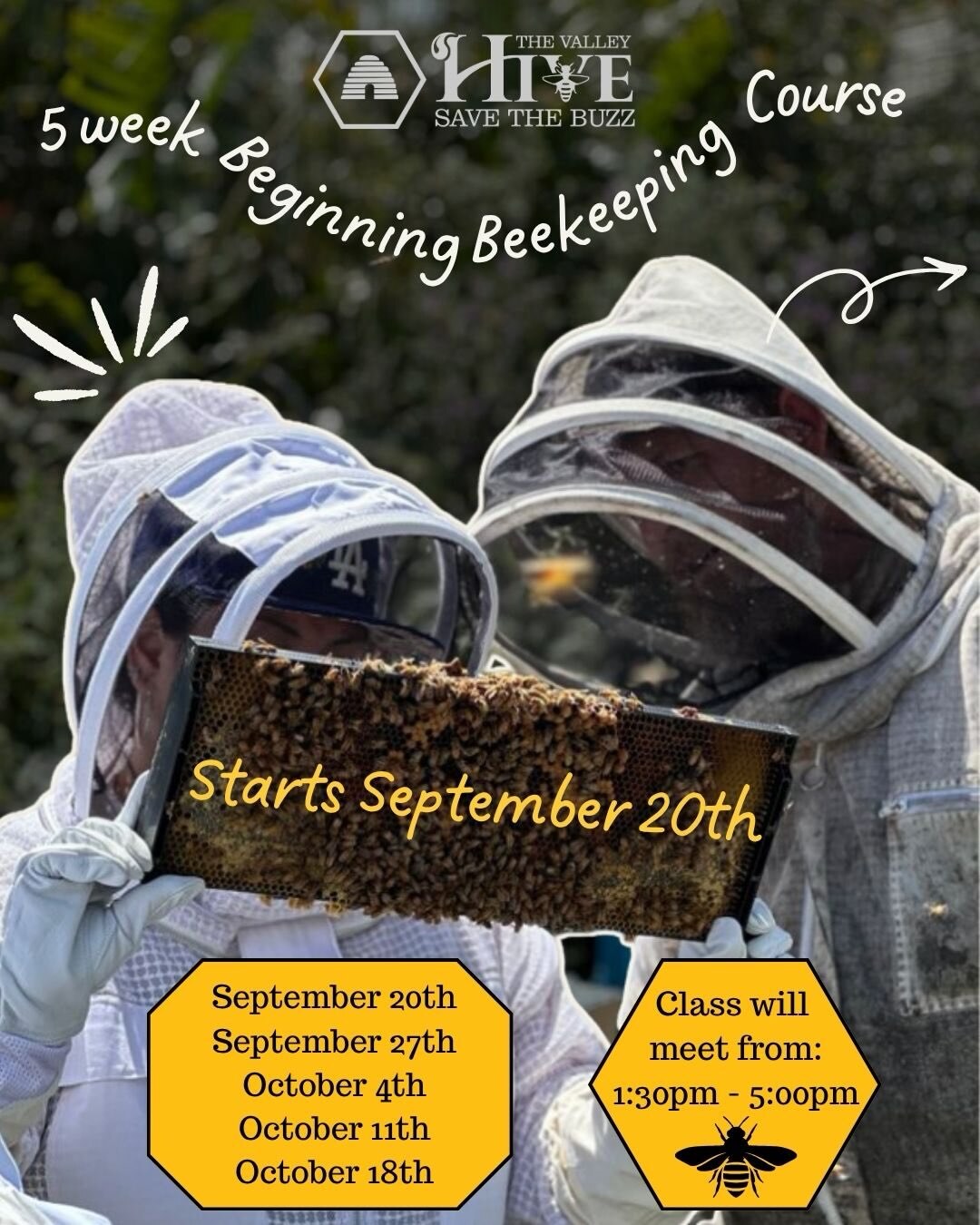 Beginning Beekeeping five-week course flyer from The Valley Hive