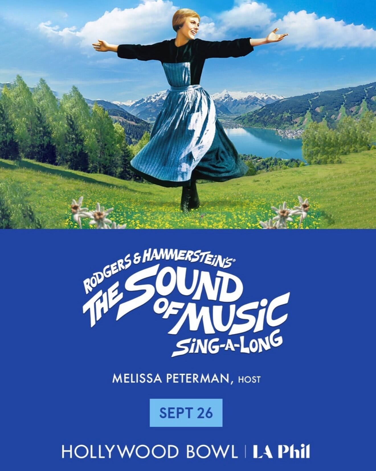 The Sound of Music Sing-A-Long flyer featuring Melissa Peterman at the Hollywood Bowl.