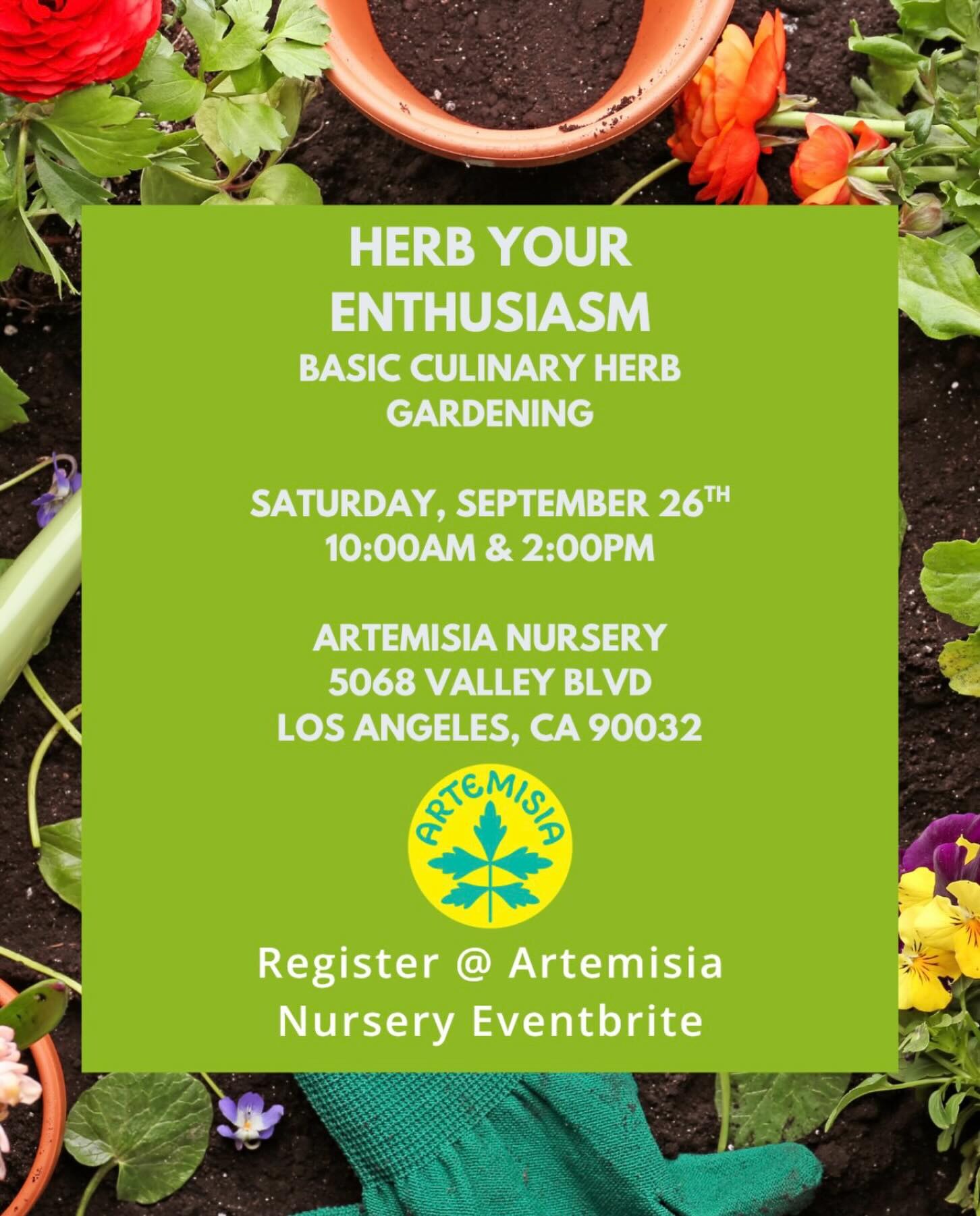 Herb Your Enthusiasm culinary herb gardening workshop flyer