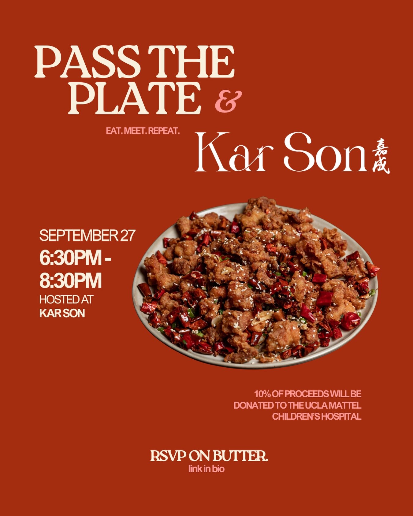 Pass the Plate dinner flyer for September 27 at Kar Son