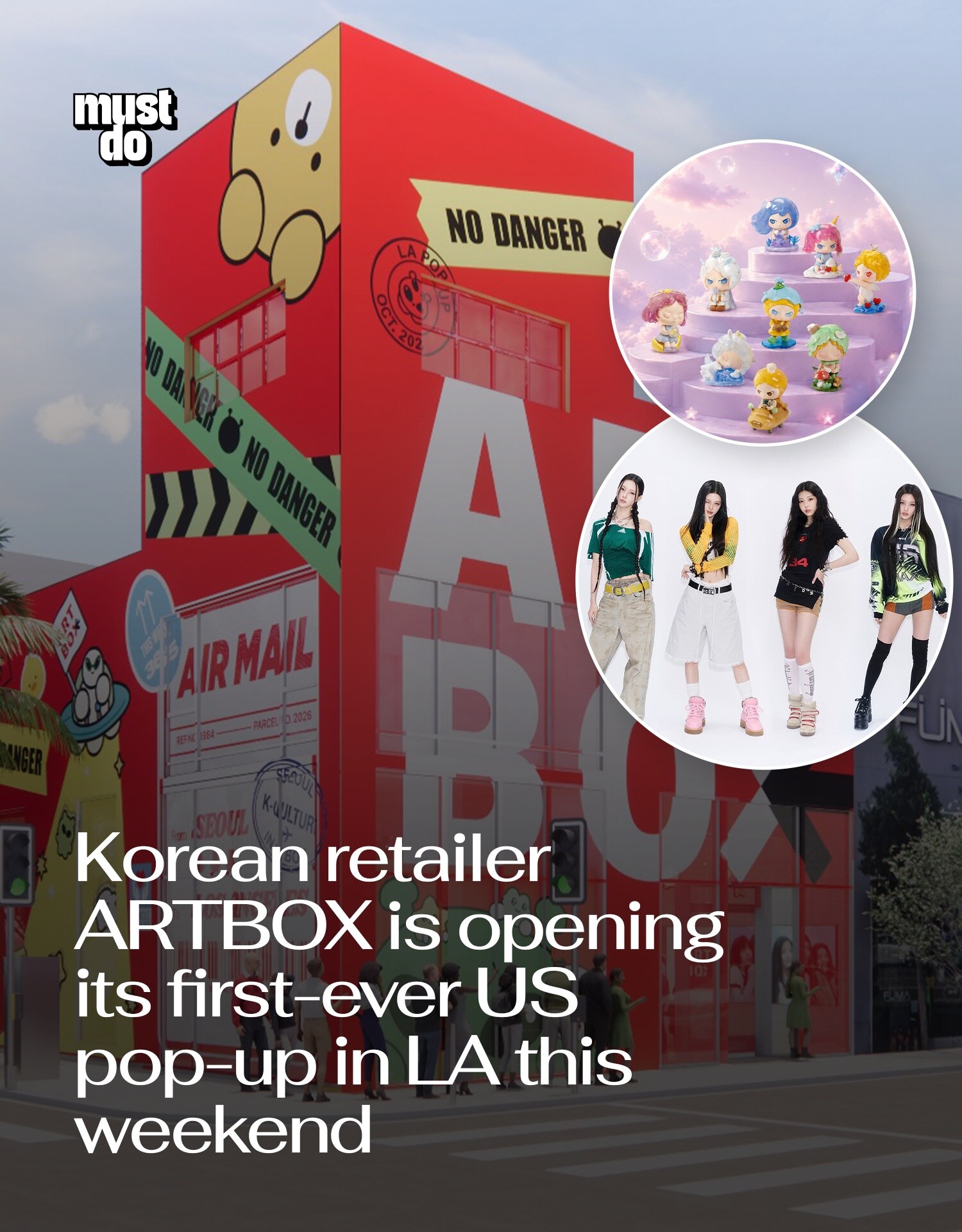 ARTBOX Los Angeles pop-up announcement with character merchandise and ILLIT