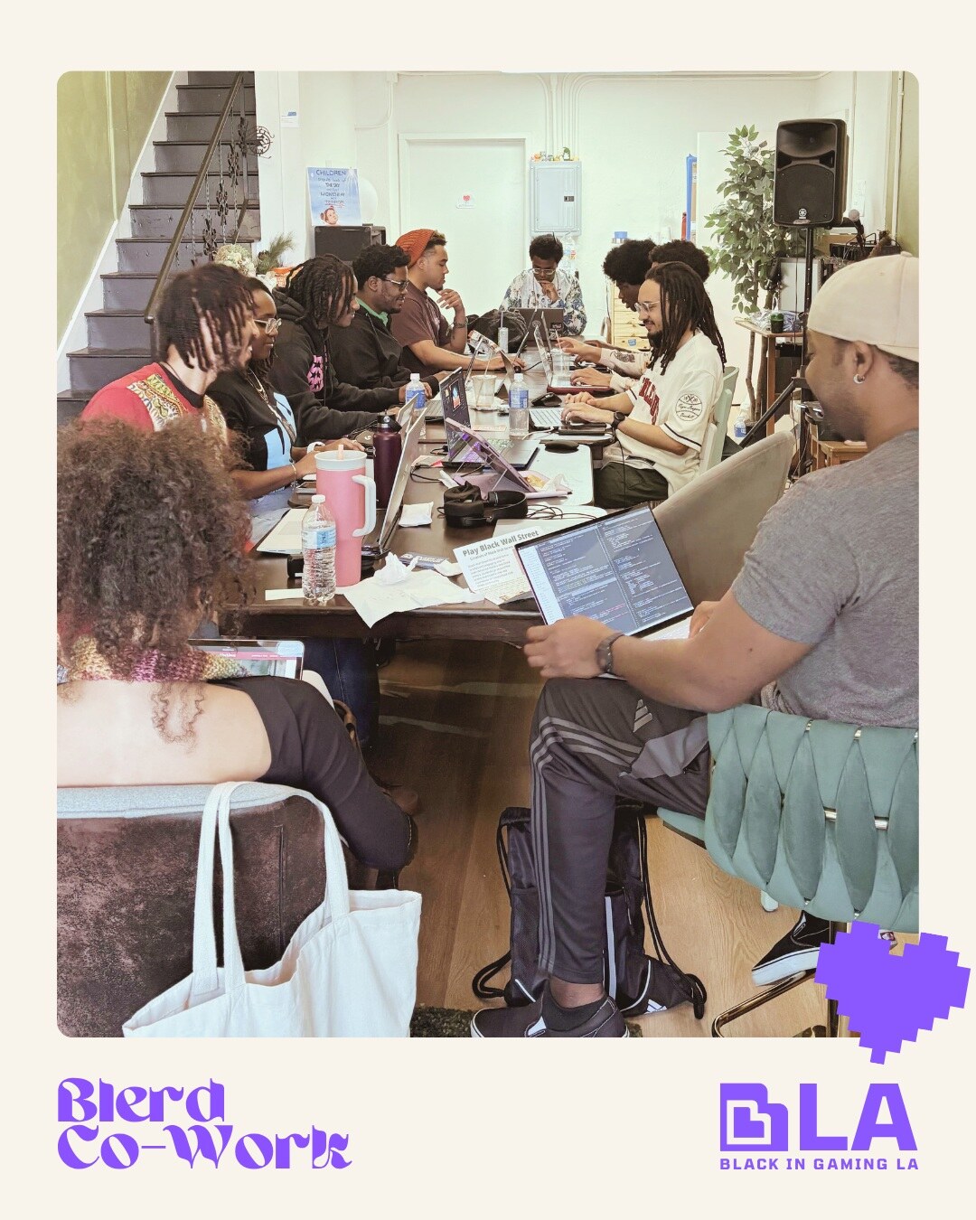 Black creatives coworking together at a previous Blerd CoWork session