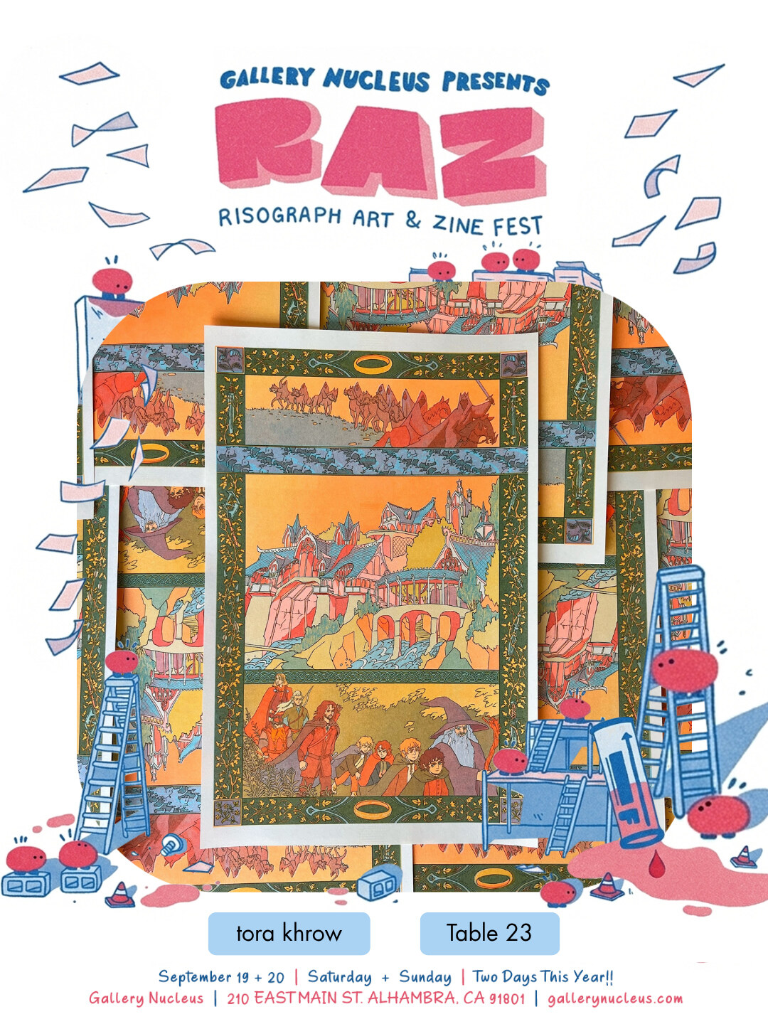 Riso Art & Zine Fest 2026 poster for September 19–20 at Gallery Nucleus