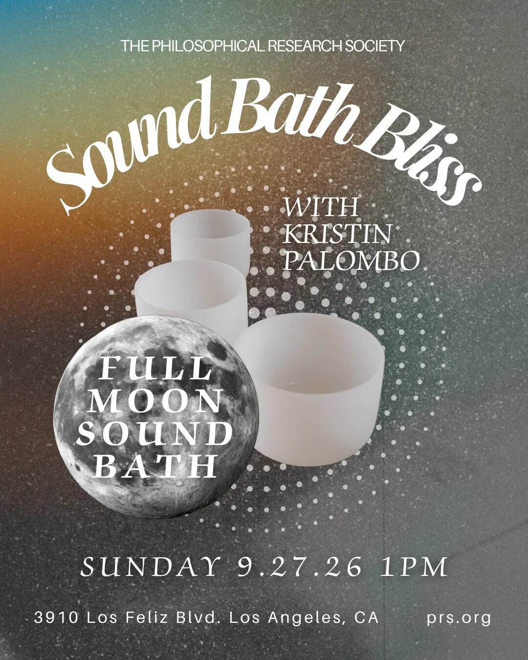 Full Moon Sound Bath flyer for Sunday September 27 at PRS