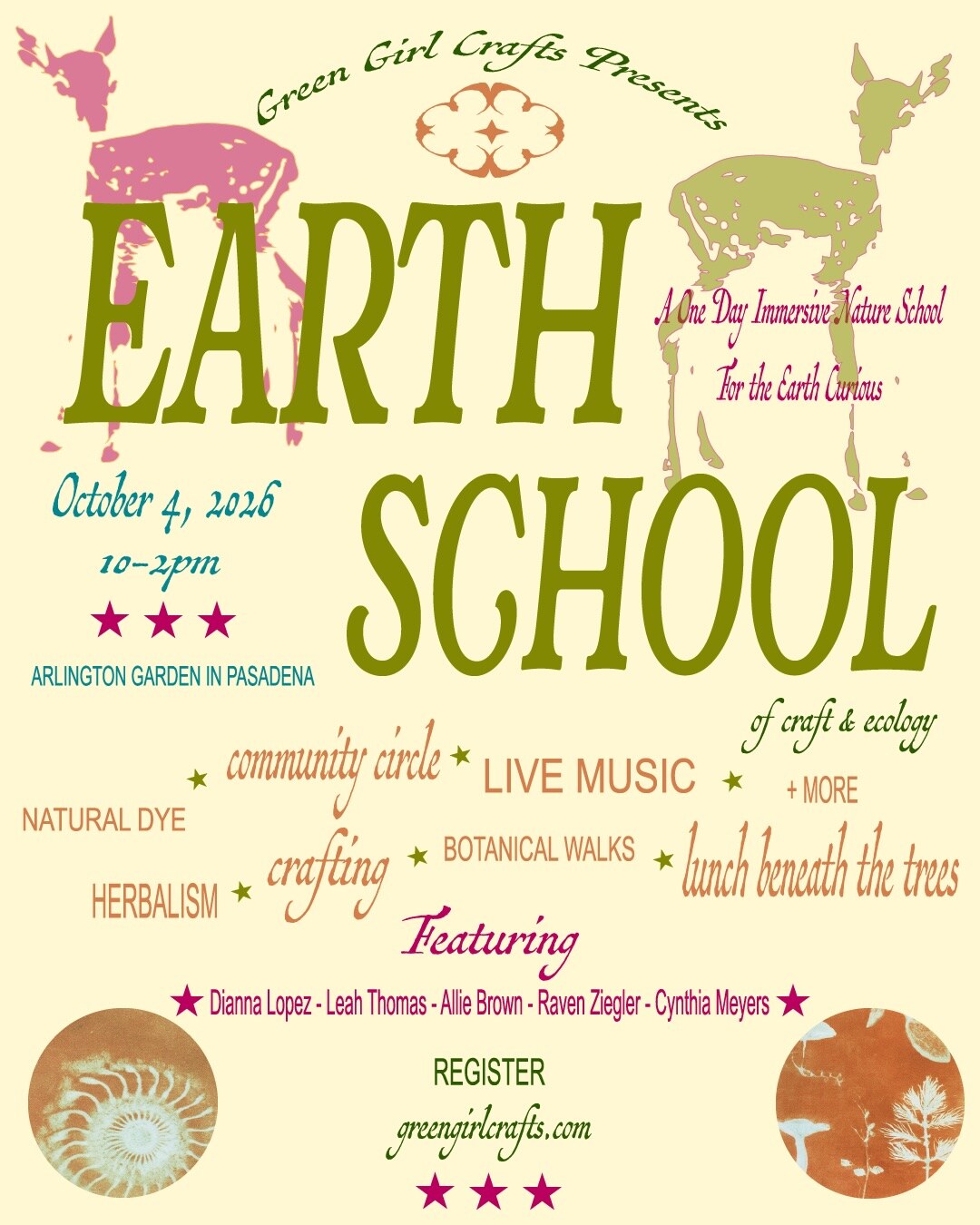 Earth School of Craft and Ecology flyer for October 4 at Arlington Garden