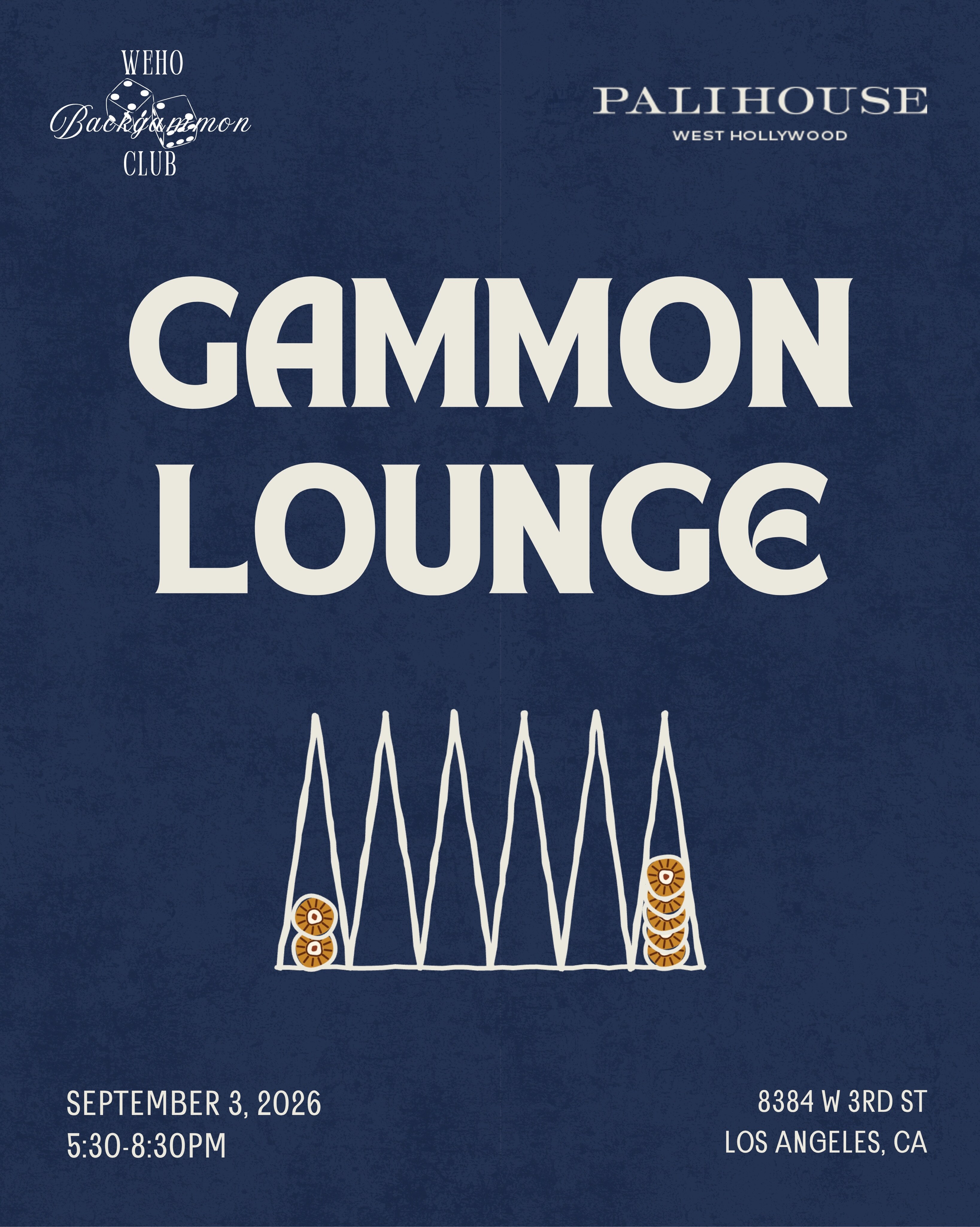 WeHo Backgammon Club flyer for Palihouse West Hollywood
