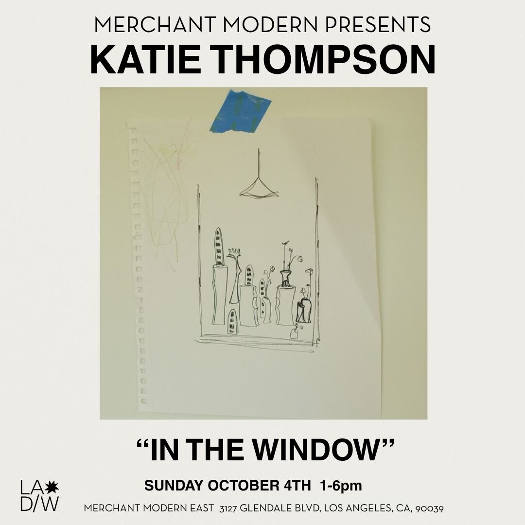Flyer for Katie Thompson's In the Window opening reception at Merchant Modern East.