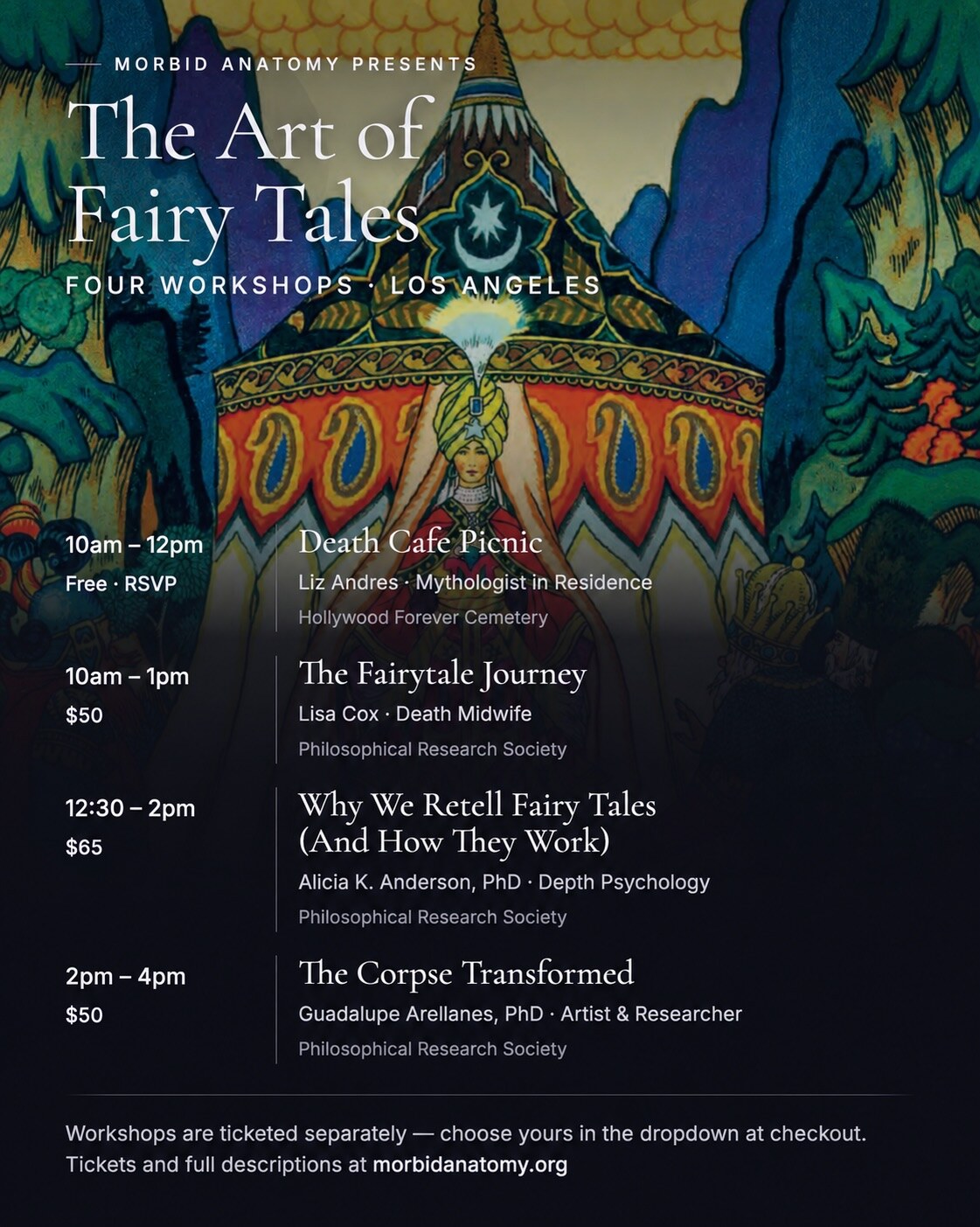The Art of Fairy Tales workshop schedule flyer