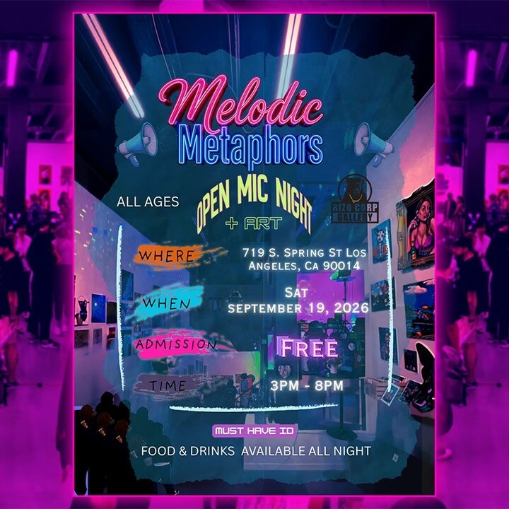 Melodic Metaphors open mic and art showcase flyer
