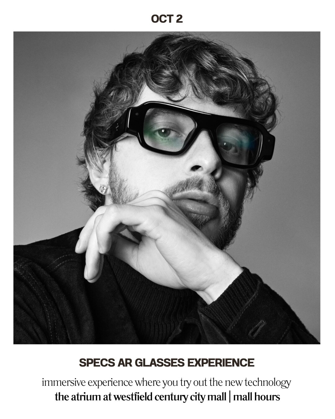 Specs augmented-reality glasses experience flyer for Westfield Century City on October 2.