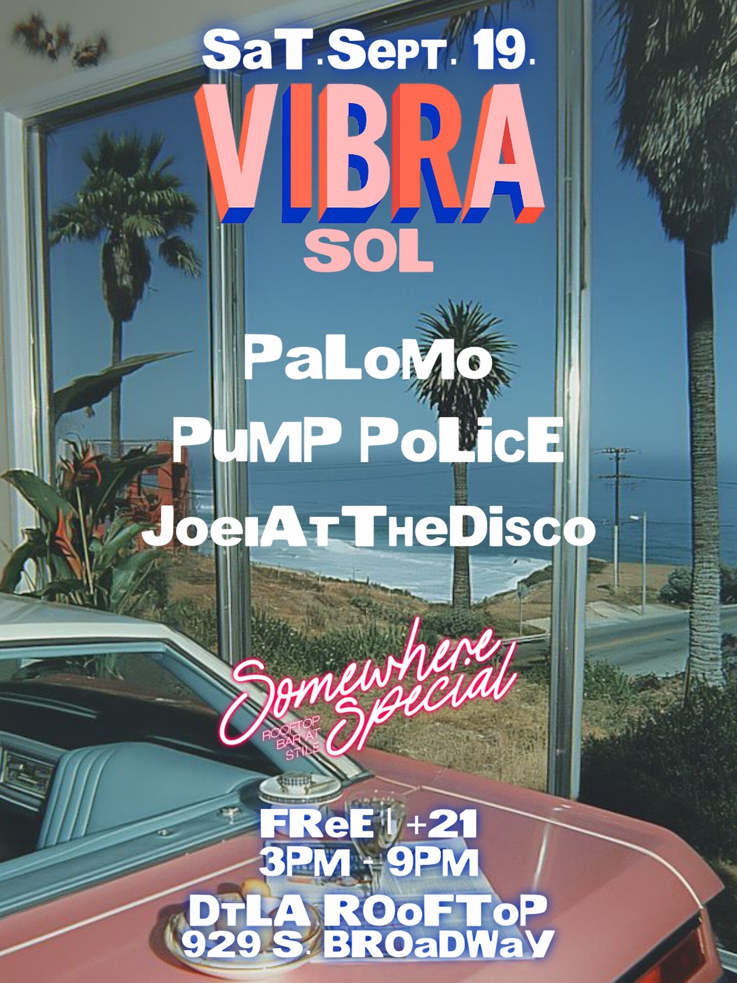 VIBRA Sol rooftop summer day-party flyer for Somewhere Special on September 19.