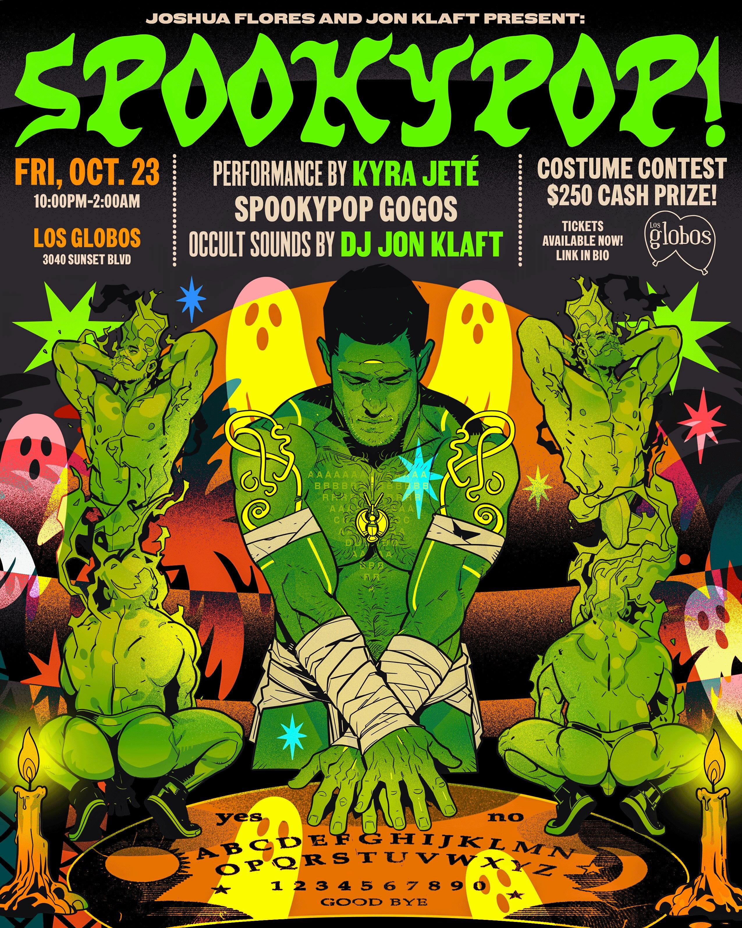 SpookyPop party flyer at Los Globos