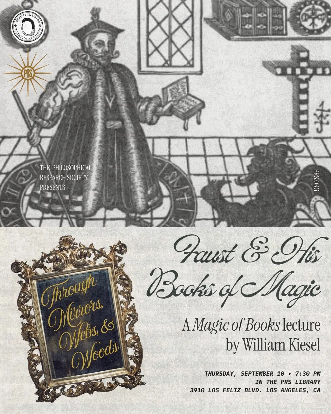 Faust and His Books of Magic lecture flyer