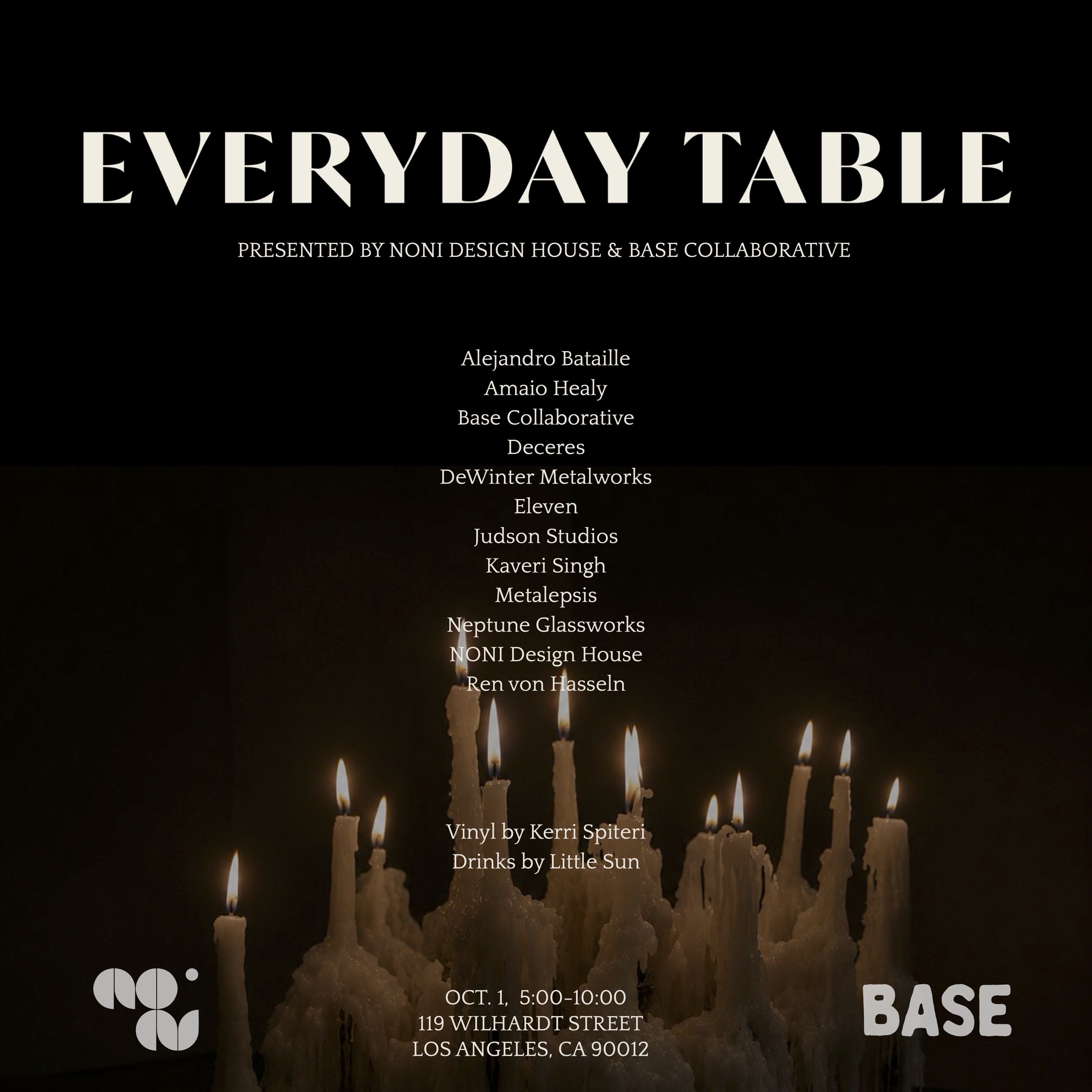Everyday Table group show flyer at NONI Design House.