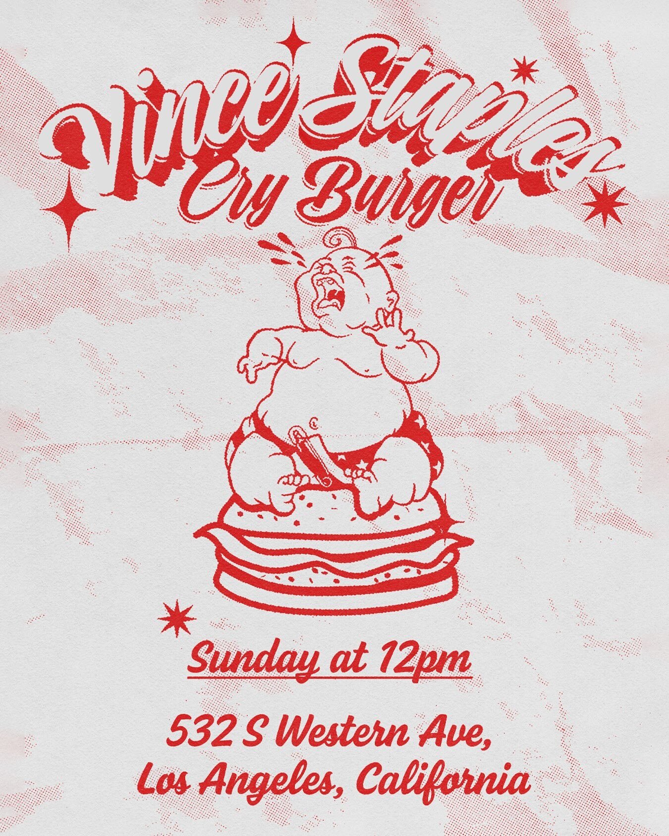 Vince Staples Cryburger pop-up flyer for September 13 in Los Angeles