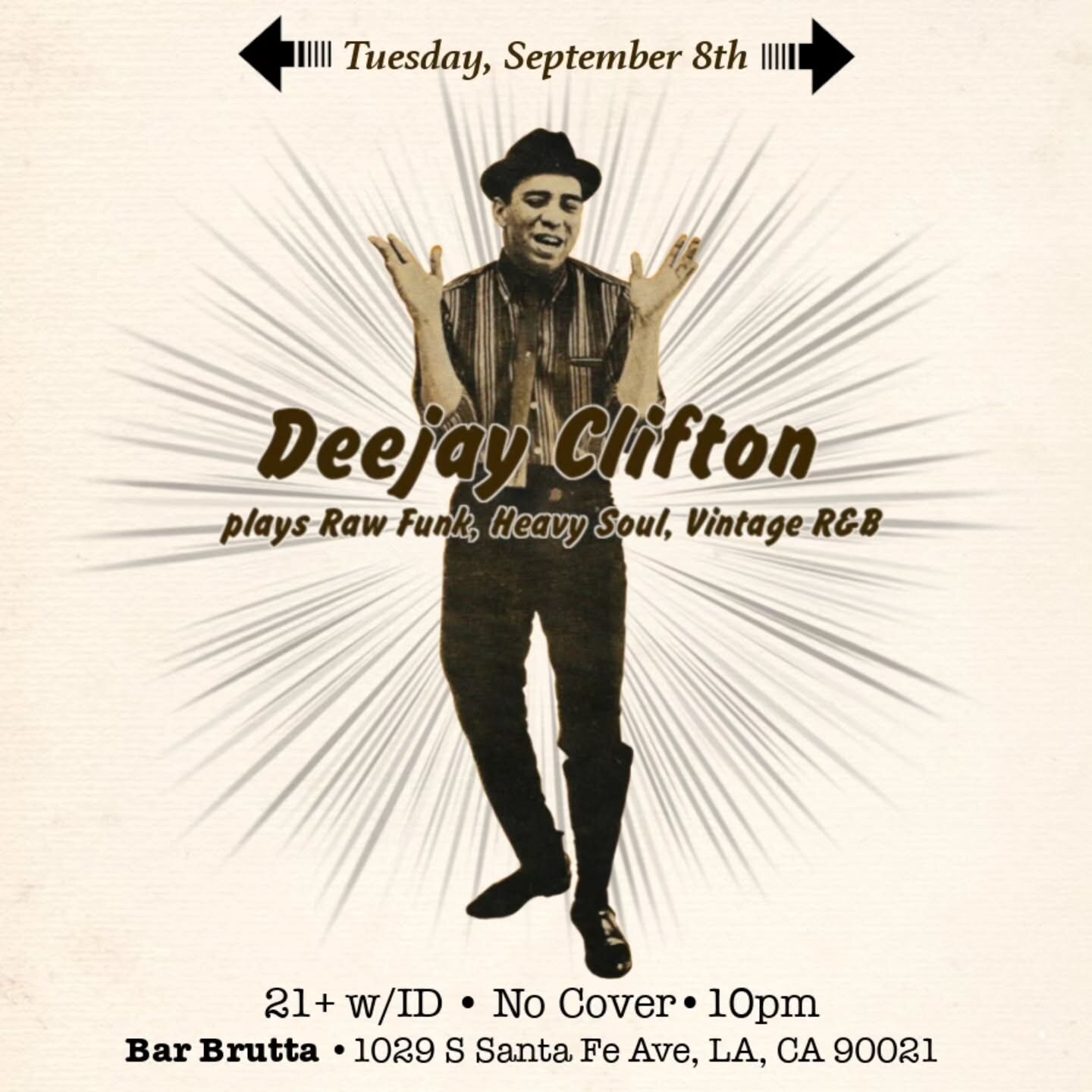 Cream Deejay Clifton at Bar Brutta flyer