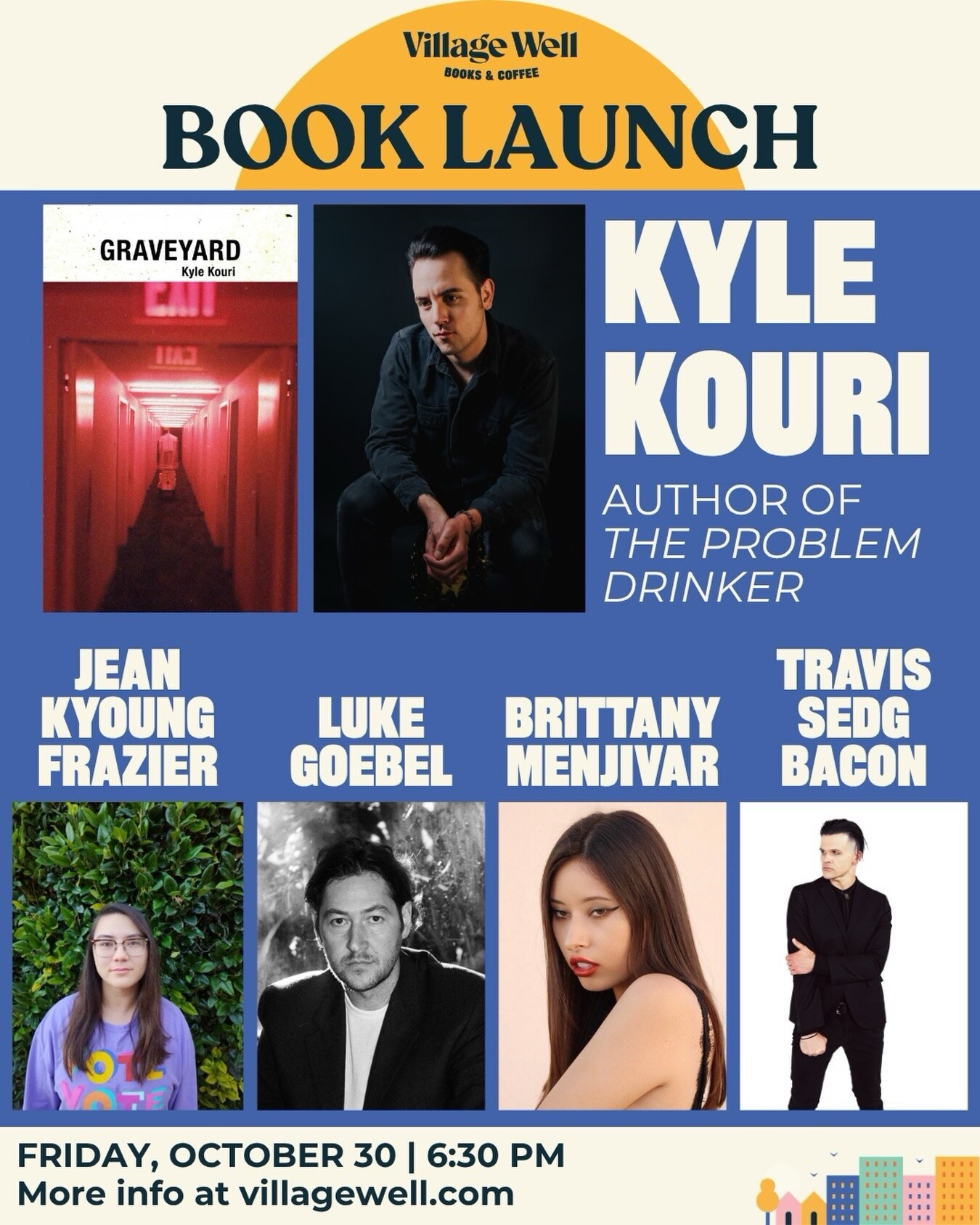 Village Well Graveyard book launch lineup flyer