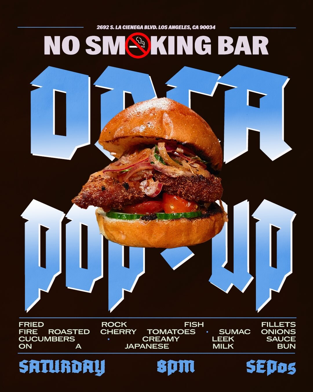 ORCA fish sandwich pop-up flyer for Saturday September 5 at No Smoking Bar