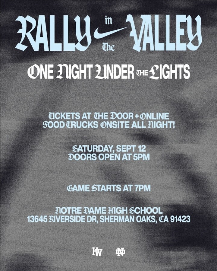 Rally in the Valley outdoor volleyball flyer for September 12 at Notre Dame High School