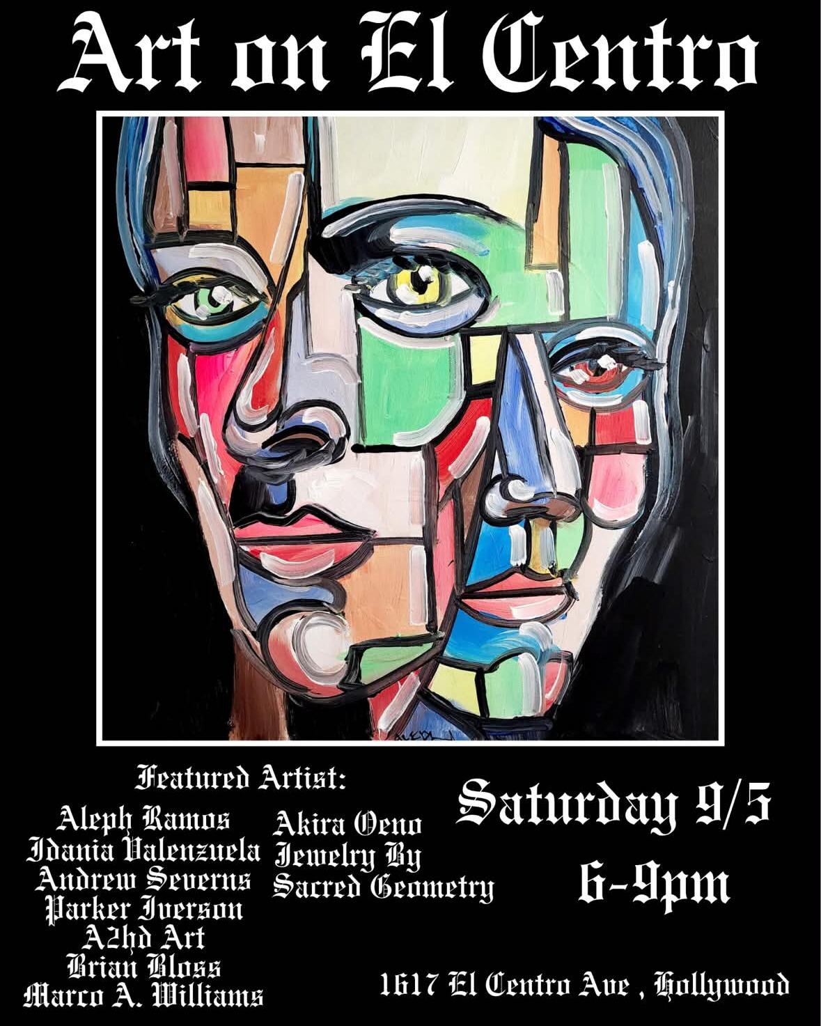 Art on El Centro group exhibition opening flyer