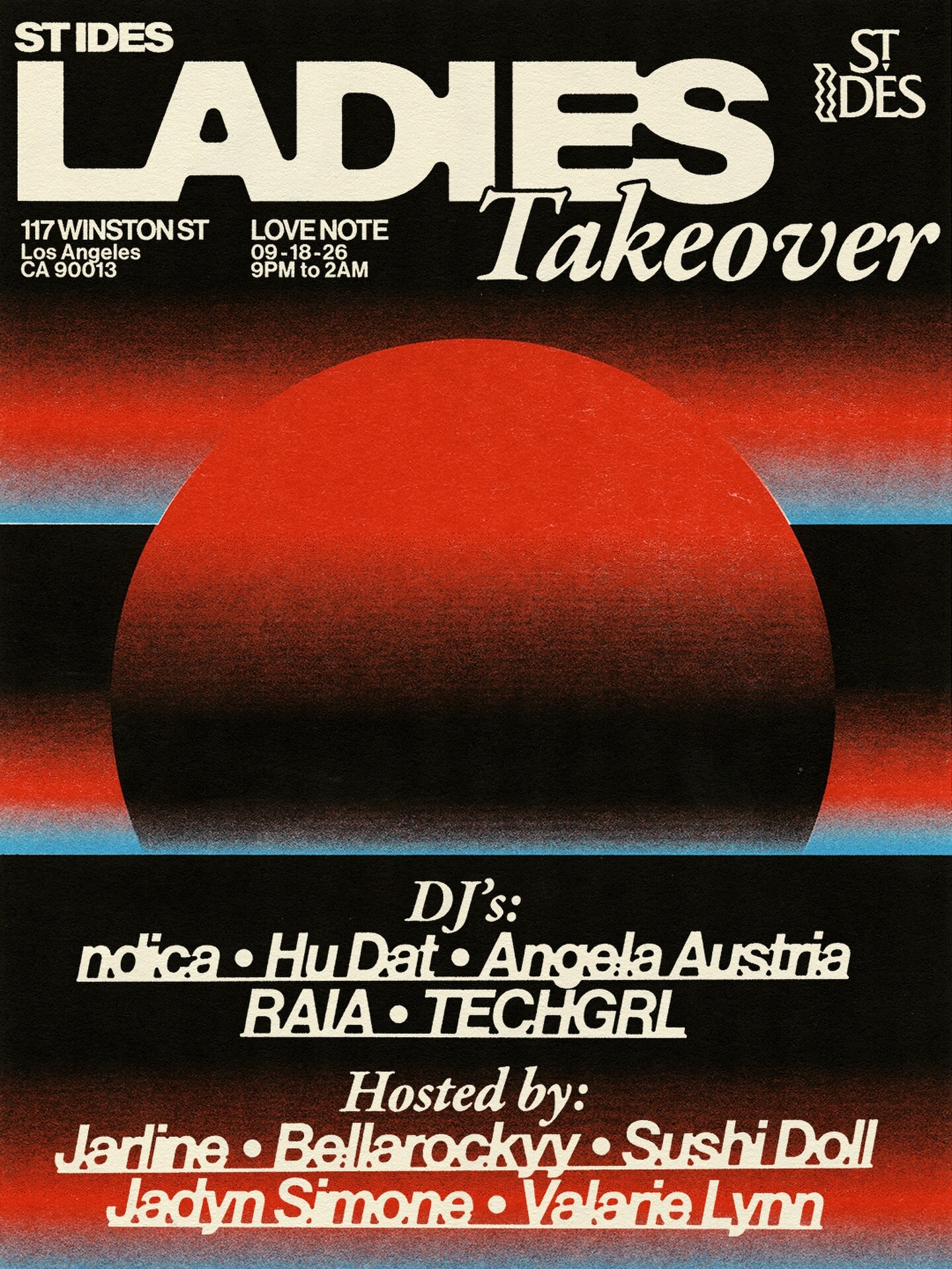 Black, cream and red St Ides Ladies Takeover flyer