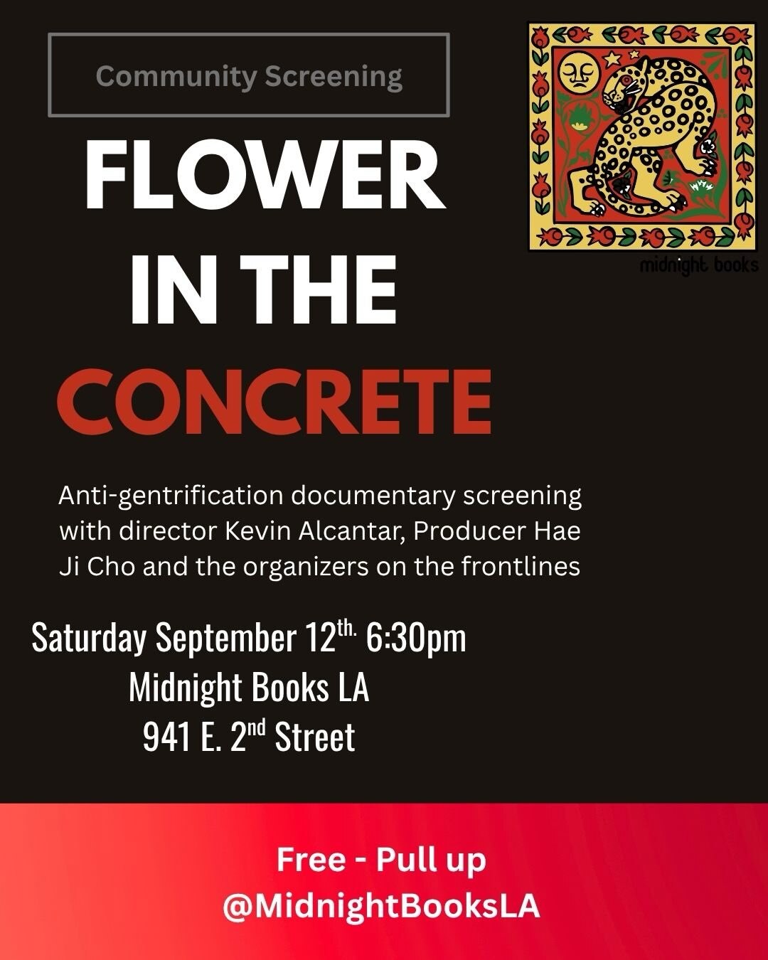 Flower in the Concrete documentary screening flyer