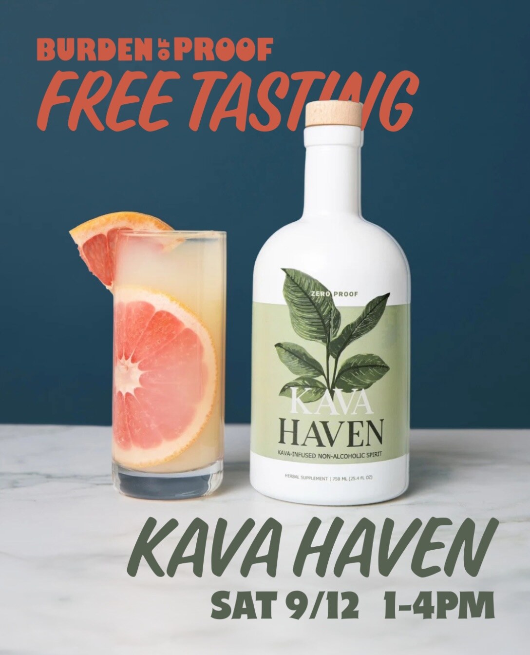 Kava Haven free tasting flyer for September 12 at Burden of Proof